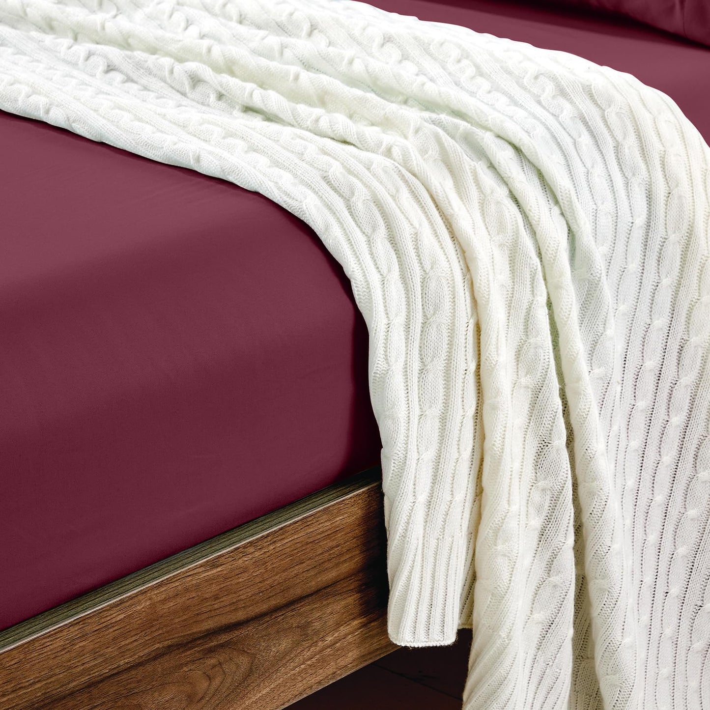 FreshCulture Twin Fitted Sheets, Bulk Pack of 6, Deep Pocket, Soft Microfiber Bottom Sheets for Home, Salons, Hotels, Twin Size Fitted Sheets Only (Burgundy)