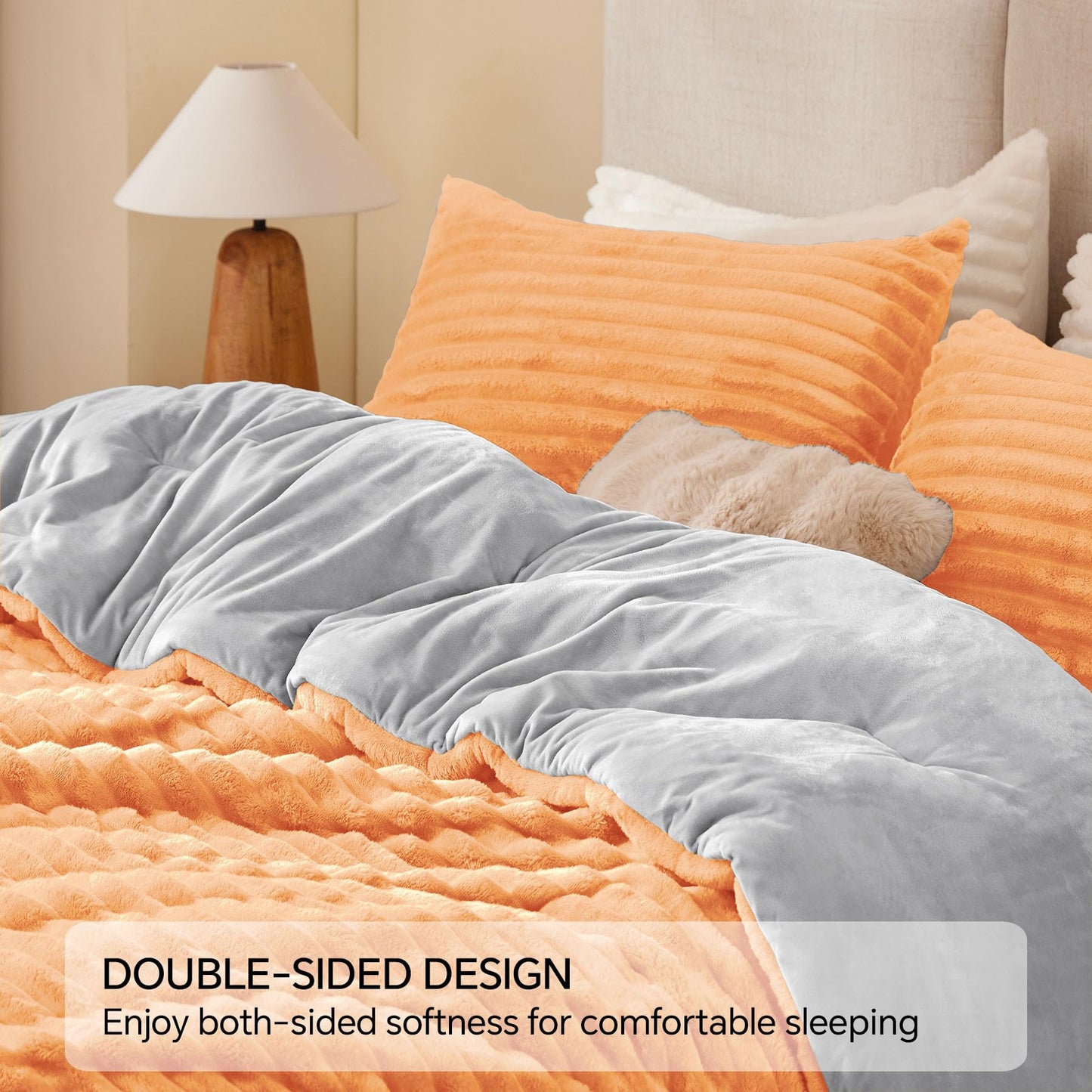 BEDELITE Fleece Queen Comforter Set -Super Soft & Warm Fluffy Coral Bedding, Luxury Fuzzy Heavy Bed Set for All Season with 2 Pillow Cases