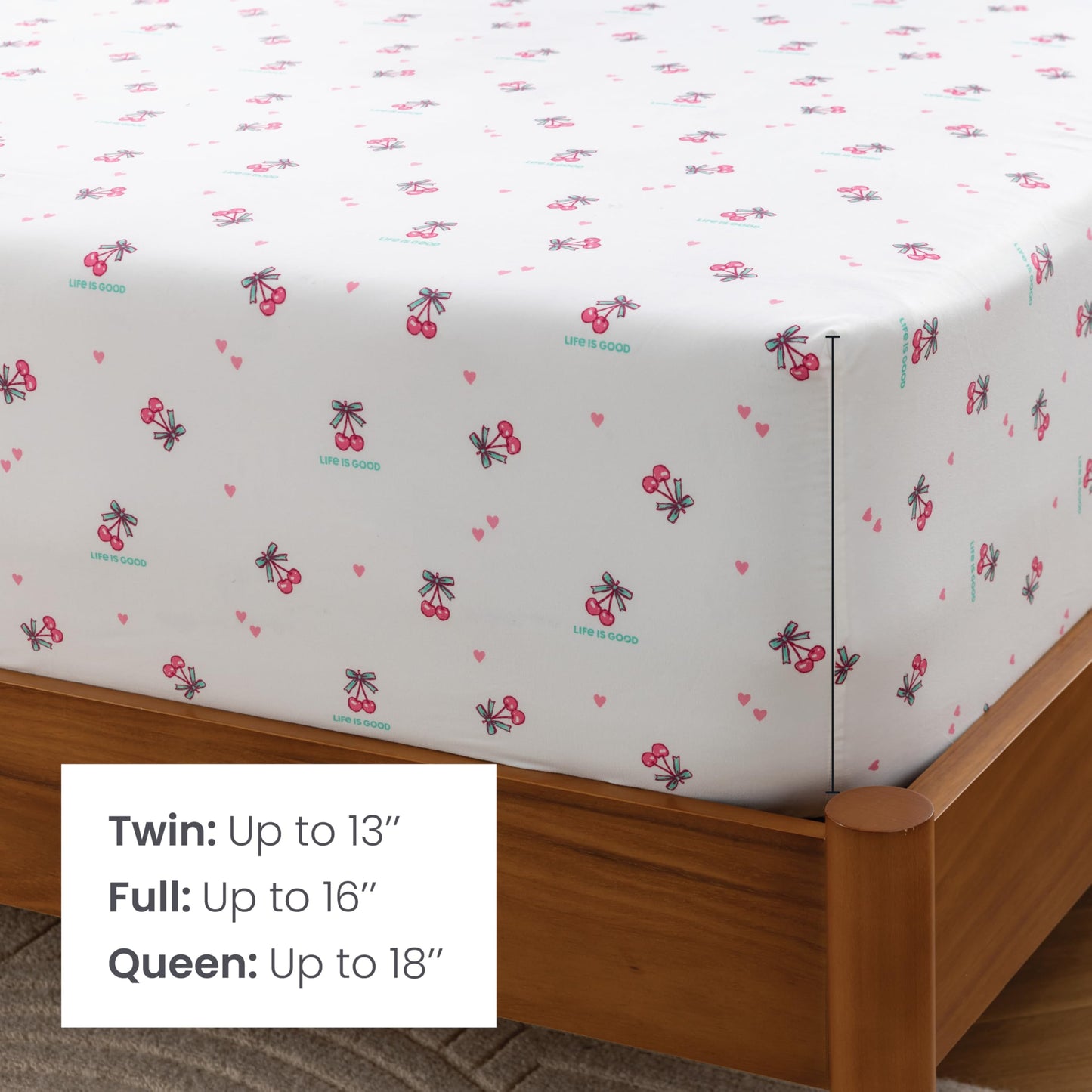 Berkshire LIG Printed Reversible Microfiber Comforter Set–7-Piece, Ultra Soft All-Season Bedding, Wrinkle & Fade Resistant, Queen, Cherry Bows Blush