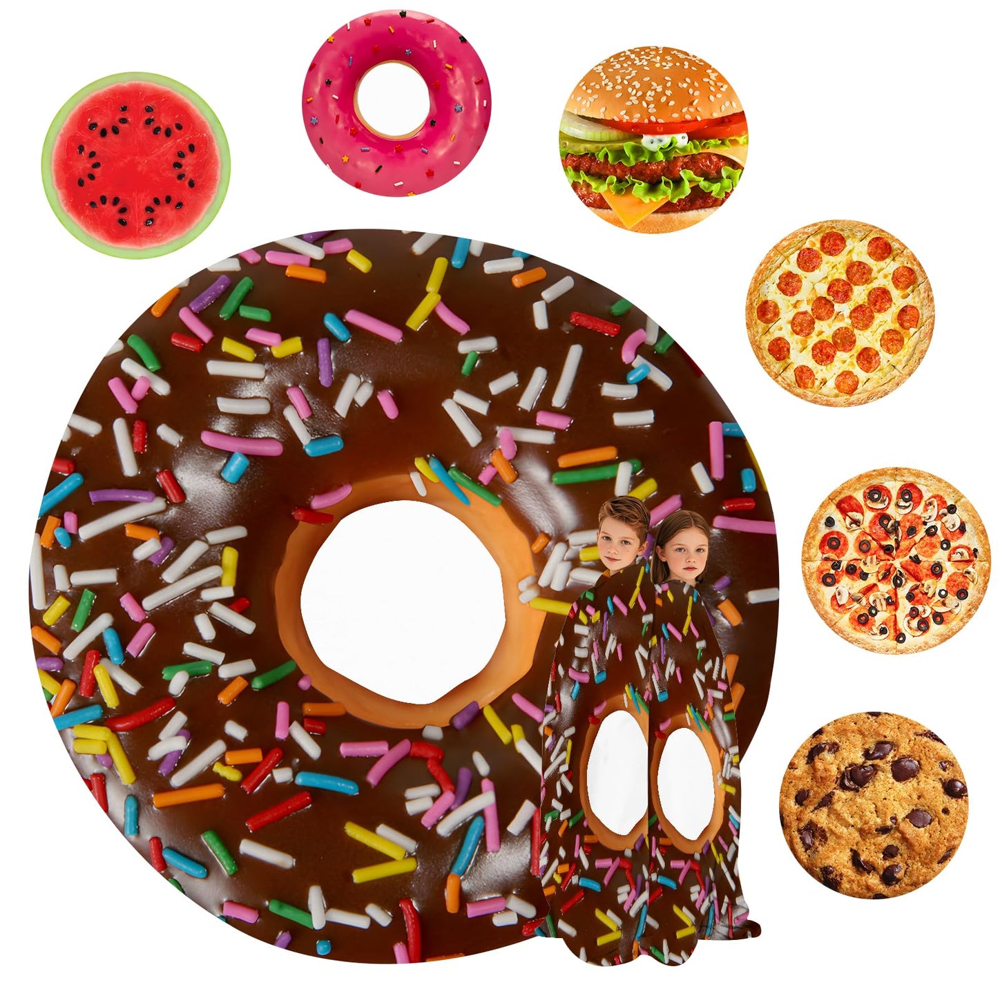 Chocolate Doughnut Donut Blanket for Kids Adults Round Cozy Flannel Funny Gifts Realistic Food Throw Blankets Novelty Soft for Men Women for Bed Couch 48 Inches