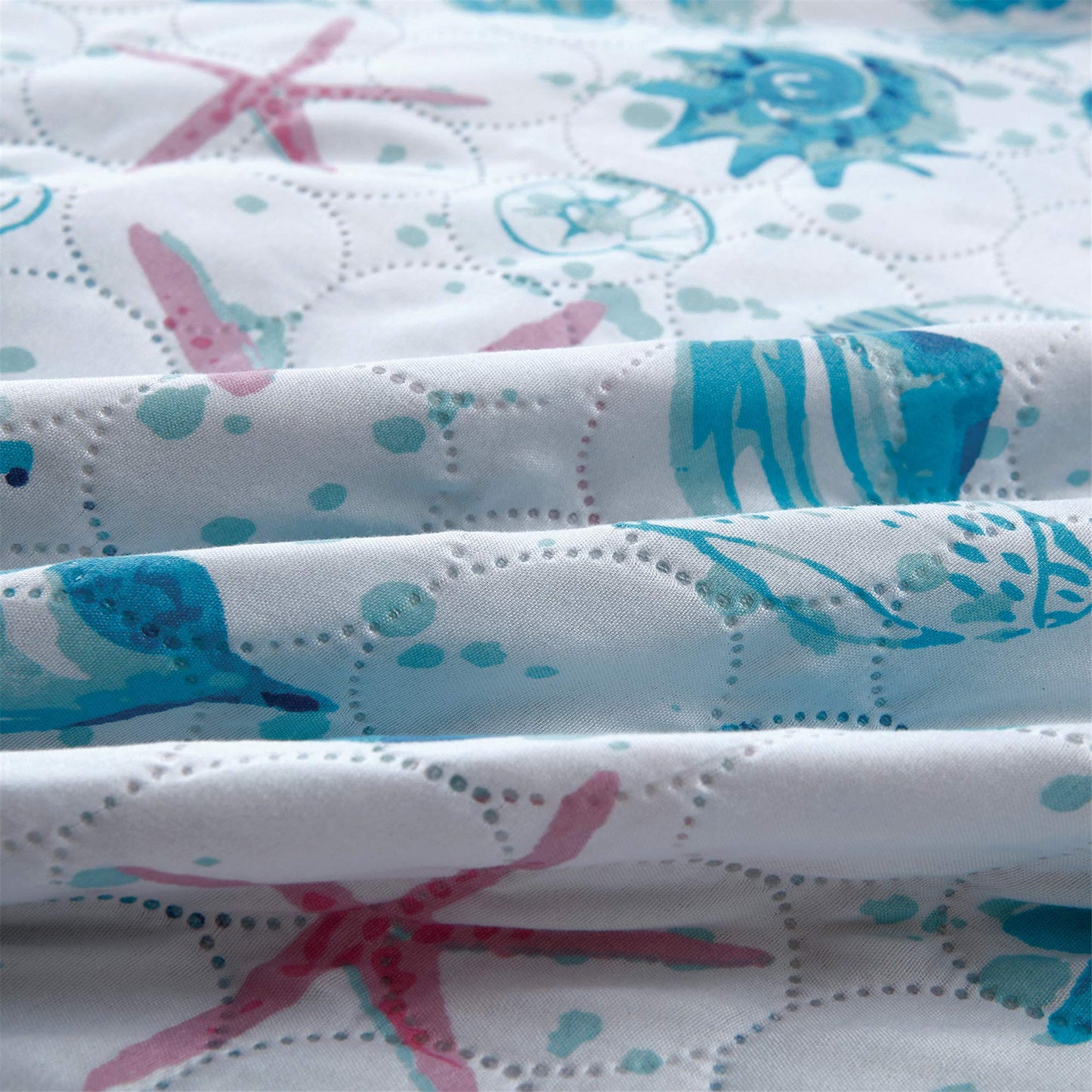 King Size Quilts Bedspread Set Beach King Quilt Set Bedding Set Coastal Summer Ocean Quilts Collection Bedding Beach Bedspread Coverlet Reversible Lightweight Bedding Pink Starfish Aqua Home Quilt Set