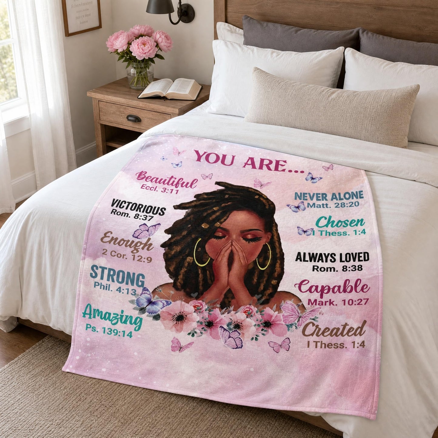 TRENDYNEST Throw Blanket, Soft Fleece Blanket with Inspirational Positive Thoughts and Quotes for Bedroom, Ideal as a Gift for Girls and Women 50x60 Inch