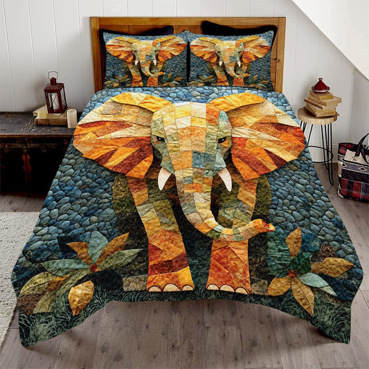 LUSHIS Patchwork Quilt Set, Patchwork Throw Bedspread Bed Sets - Animals Coverlet Sets All Season Soft Microfiber Lightweight Bedding Set (Elephant)