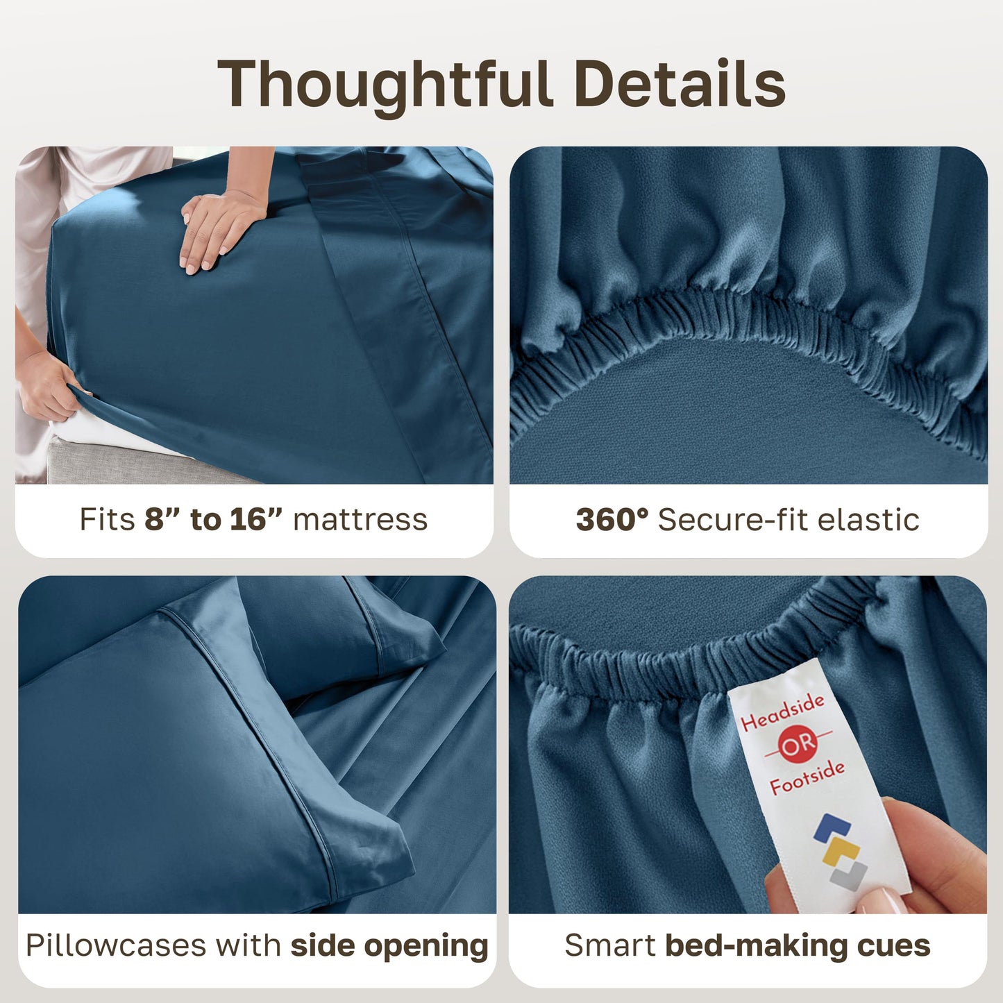 California Design Den Soft Queen Size 100% Cotton Sheet Sets, 400 TC Good Housekeeping Award Winner, Silky Sateen Weave with Deep Pockets, Long Staple Cotton Queen Bed Sheet Set - Peacock Blue