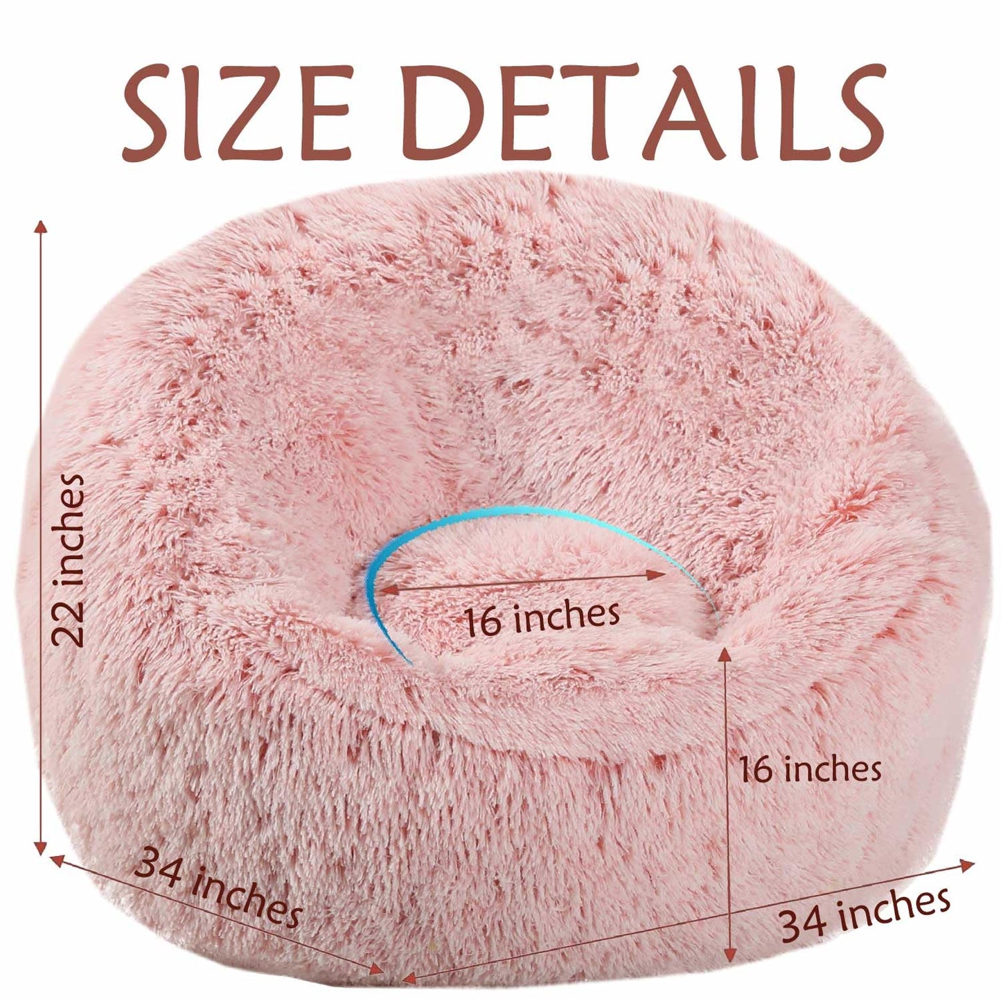 Plush Faux Fur Bean Bag Chairs, Memory Foam Filled Sofa Chair Shape Bean Bag for Adults/Teens/Kids, Ultra-Soft Lazy Sofa for Living Room Bedroom College Dorm, Pink