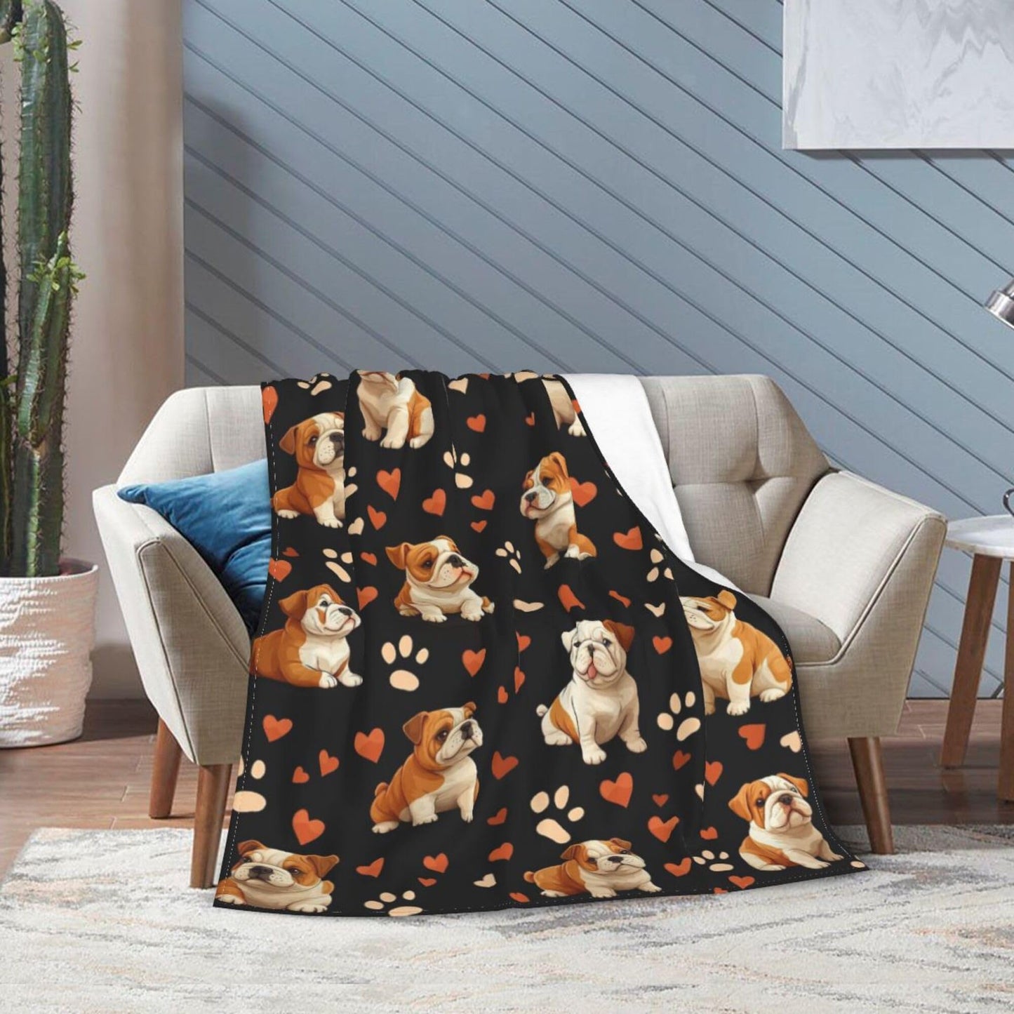 English Bulldog Blanket English Bulldog Decor Cozy Animal Throw Super Soft Plush Flannel Fleece Blanket Gift for Kids Adults Men Women Ultra Warm & Lightweight Flannel, 50"X40"