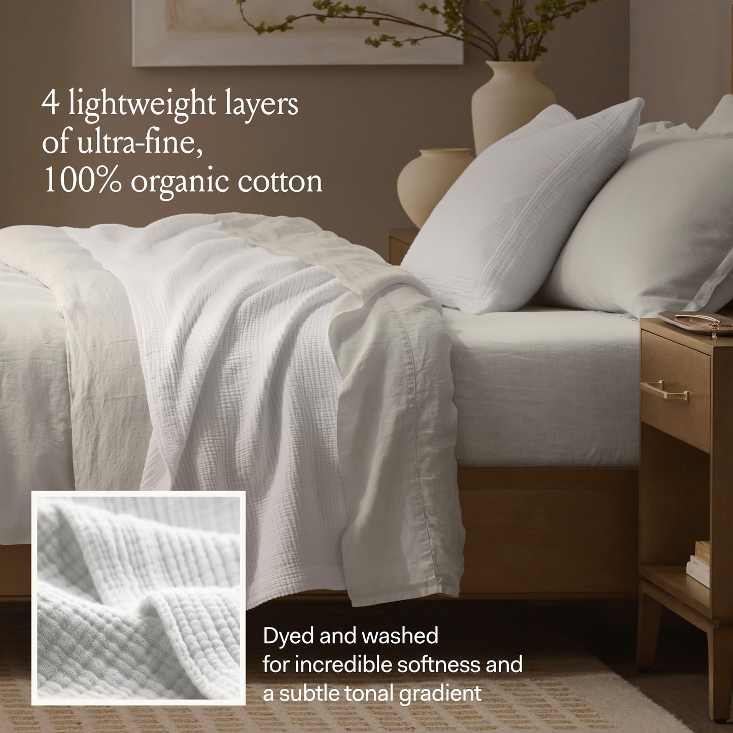 BOLL & BRANCH Dream Bed Blanket - King/Cal King, Sand - Luxury 100% Organic Cotton - Soft, Lightweight and Breathable - Cloud-Like Touch