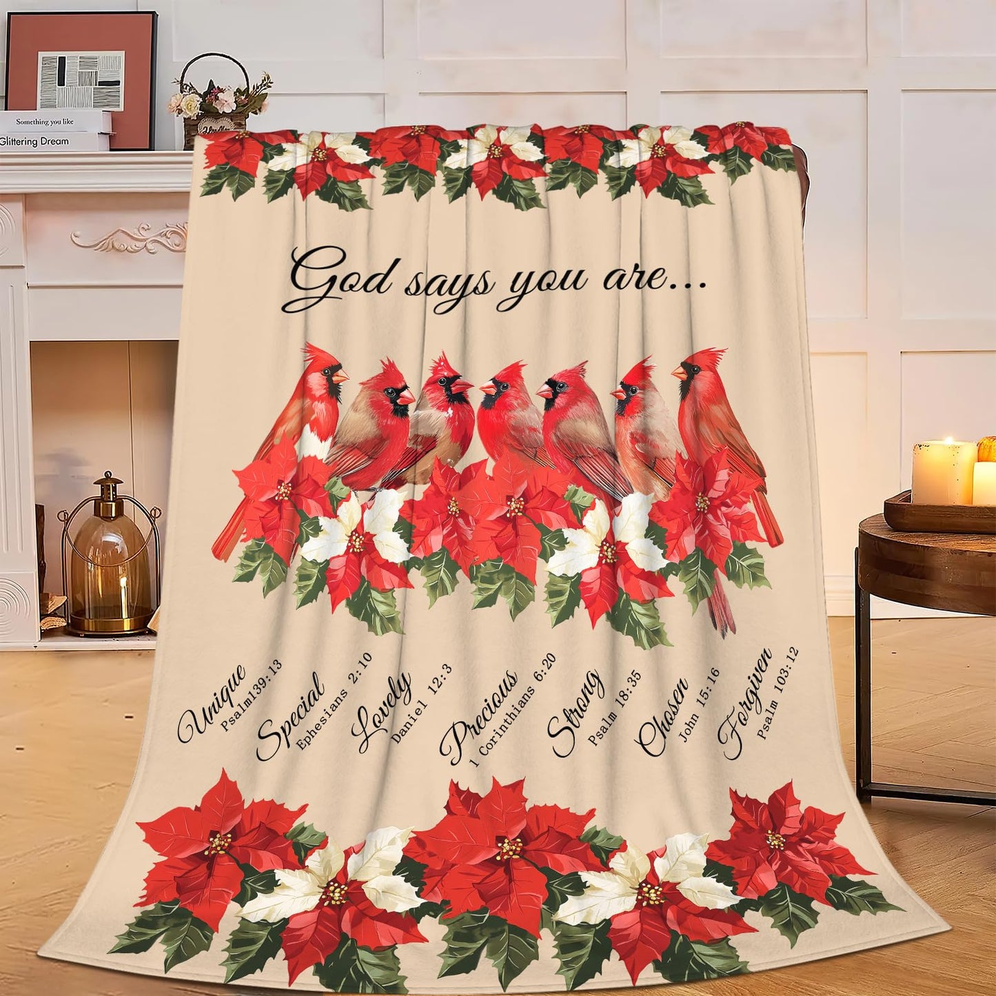 Cardinal Blanket God Says You are Throw Blanket Soft Warm Cozy Fuzzy Plush Red Birds Throw Blanket Gifts for Girls Women Cardinal Fleece Flannel Gift Blankets for Kids Adults 40"X50"