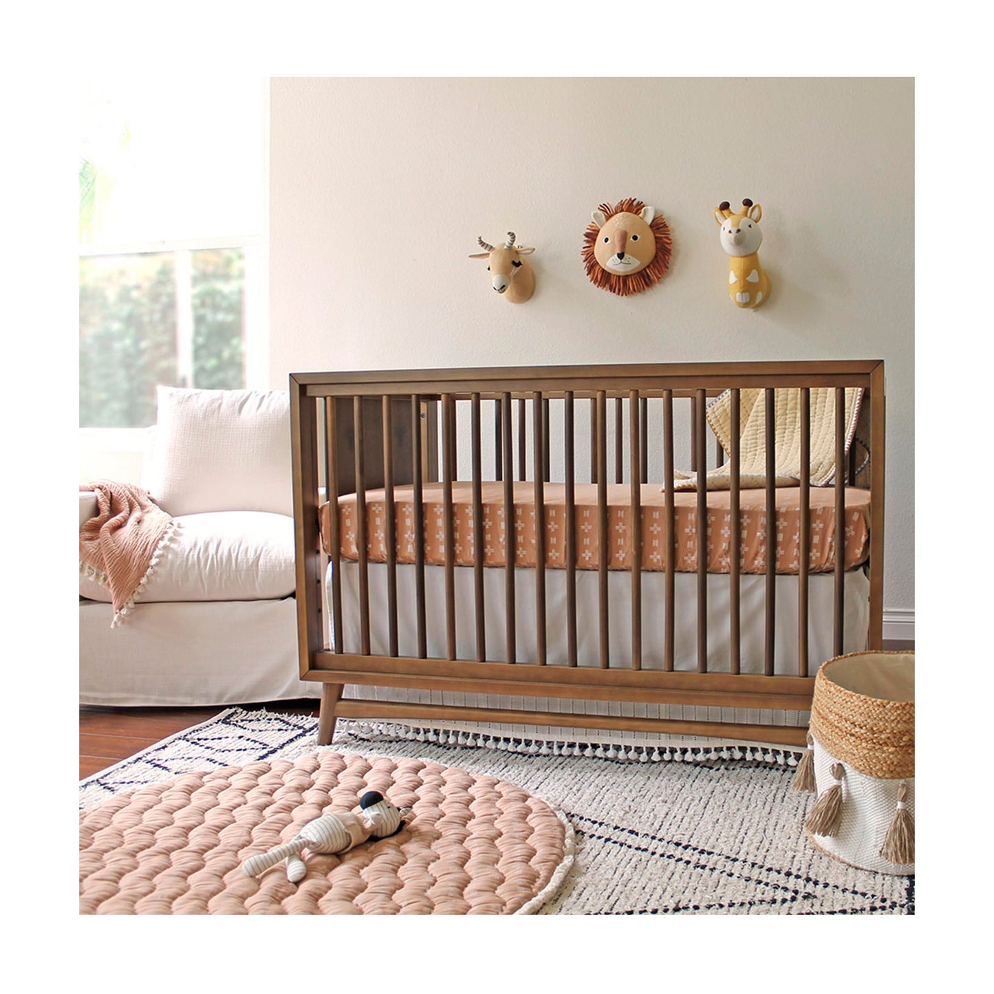 Crane Baby Crib Sheet, Copper Dash Neutral Crib Sheets & Toddler Sheets, 100% Cotton Sateen, 28" x 52", Breathable & Fitted