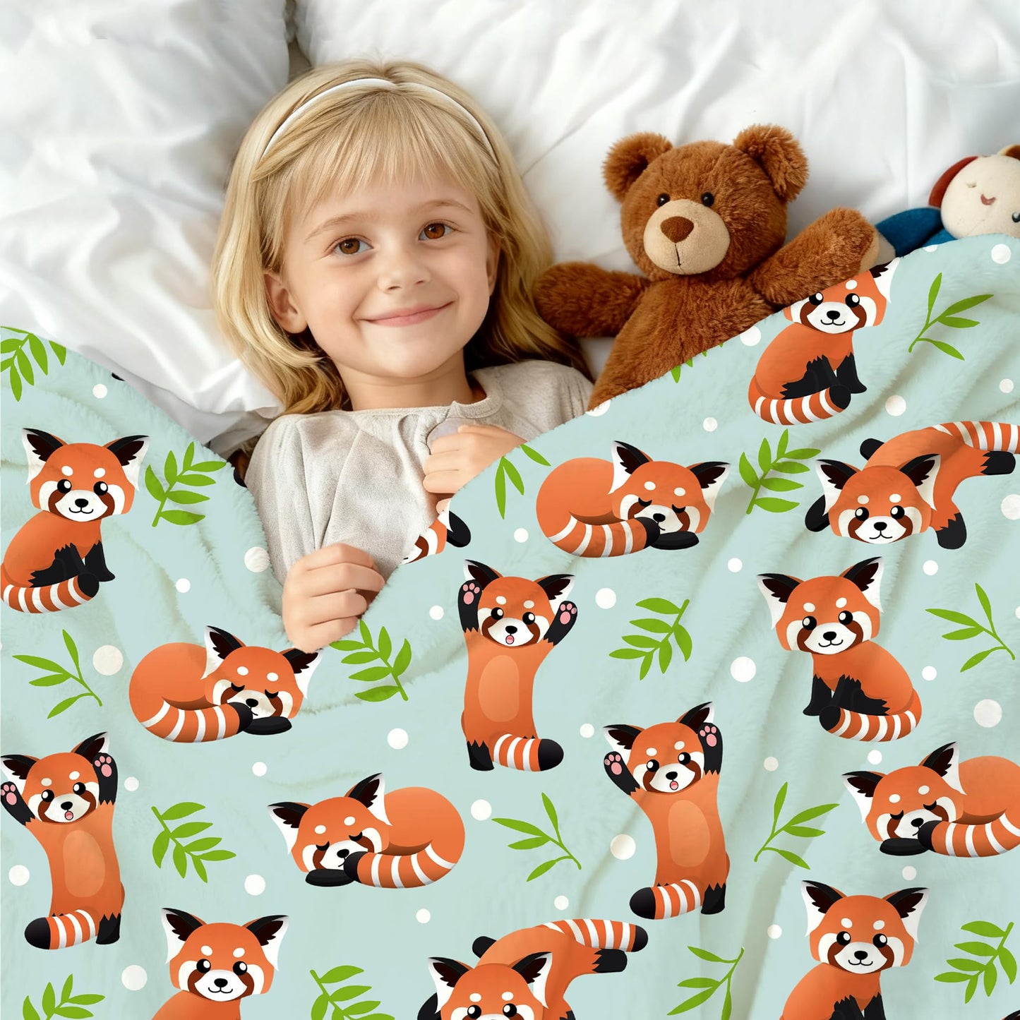 Cute Red Panda Blanket Bedding Soft Lightweight Flannel Throw Blankets for Kids Adults Bedroom Living Room Sofa Gifts 50"X40"