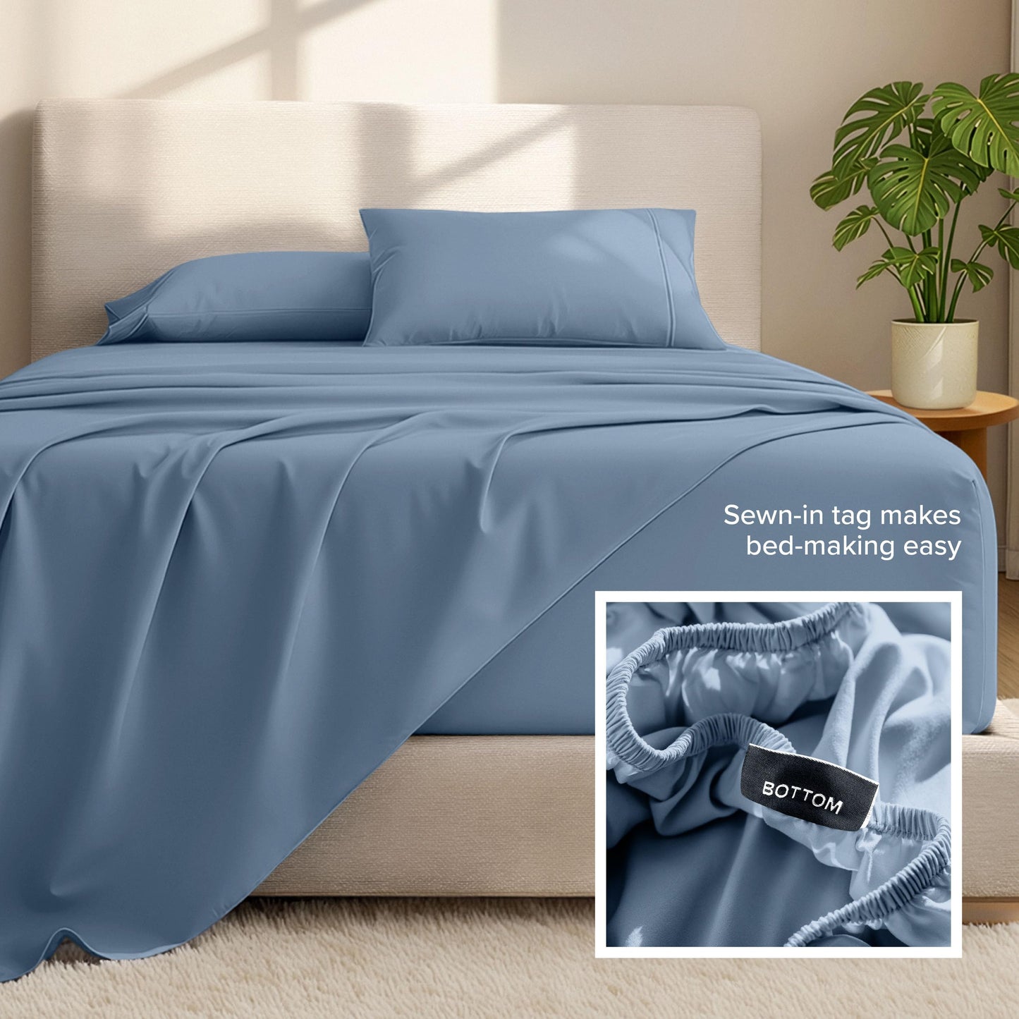 Bare Home Twin XL Sheet Set - 22'' Deep Pockets - Luxury 1800 Ultra-Soft Microfiber - Double Brushed - Easy Fit - 3 Piece Set - Bedding Sheets & Pillowcases (Twin XL, Coronet Blue)