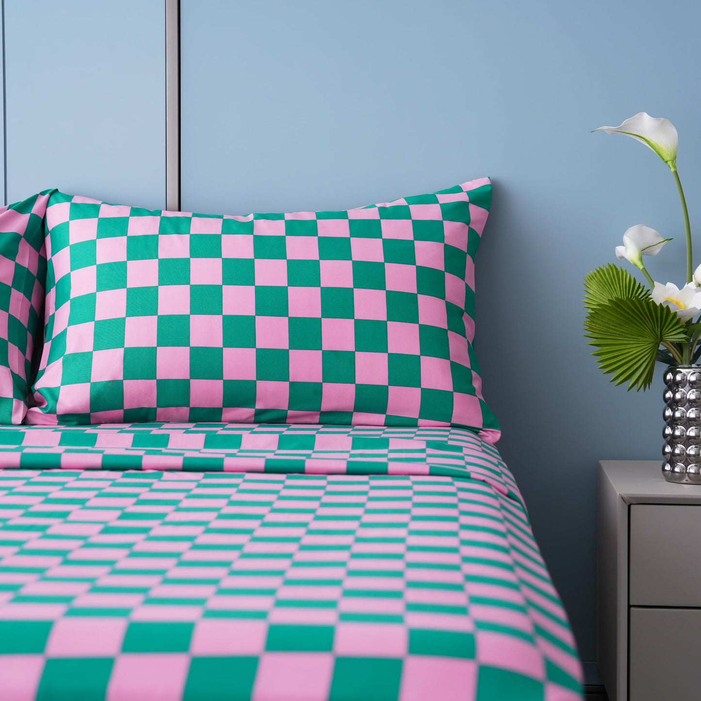 Best Season Bed Sheet Set 3 Pieces -Twin Size-Soft Durable Microfiber Bedding Sheet Set,Deep Pocket,Stain,Fade & Wrinkle Resistant (Plaid Pink&Green)