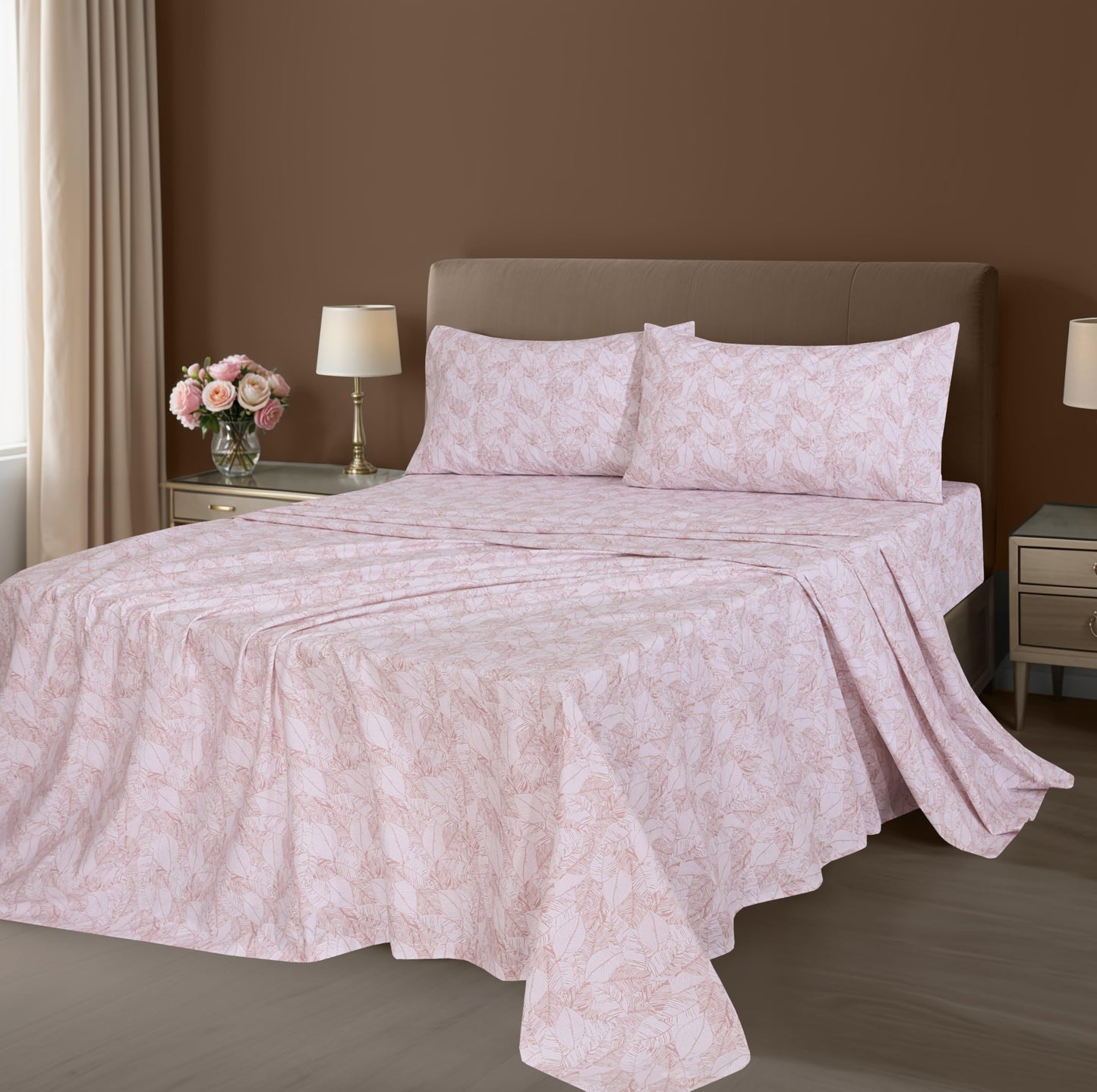 ZOYER 100% Cotton Sheets – Full Size Percale Bedding, Cooling & Breathable, Durable with a Crisp, Soft & Comfortable Feel, 16" Deep Pocket, 4-Piece Set, Negative Print