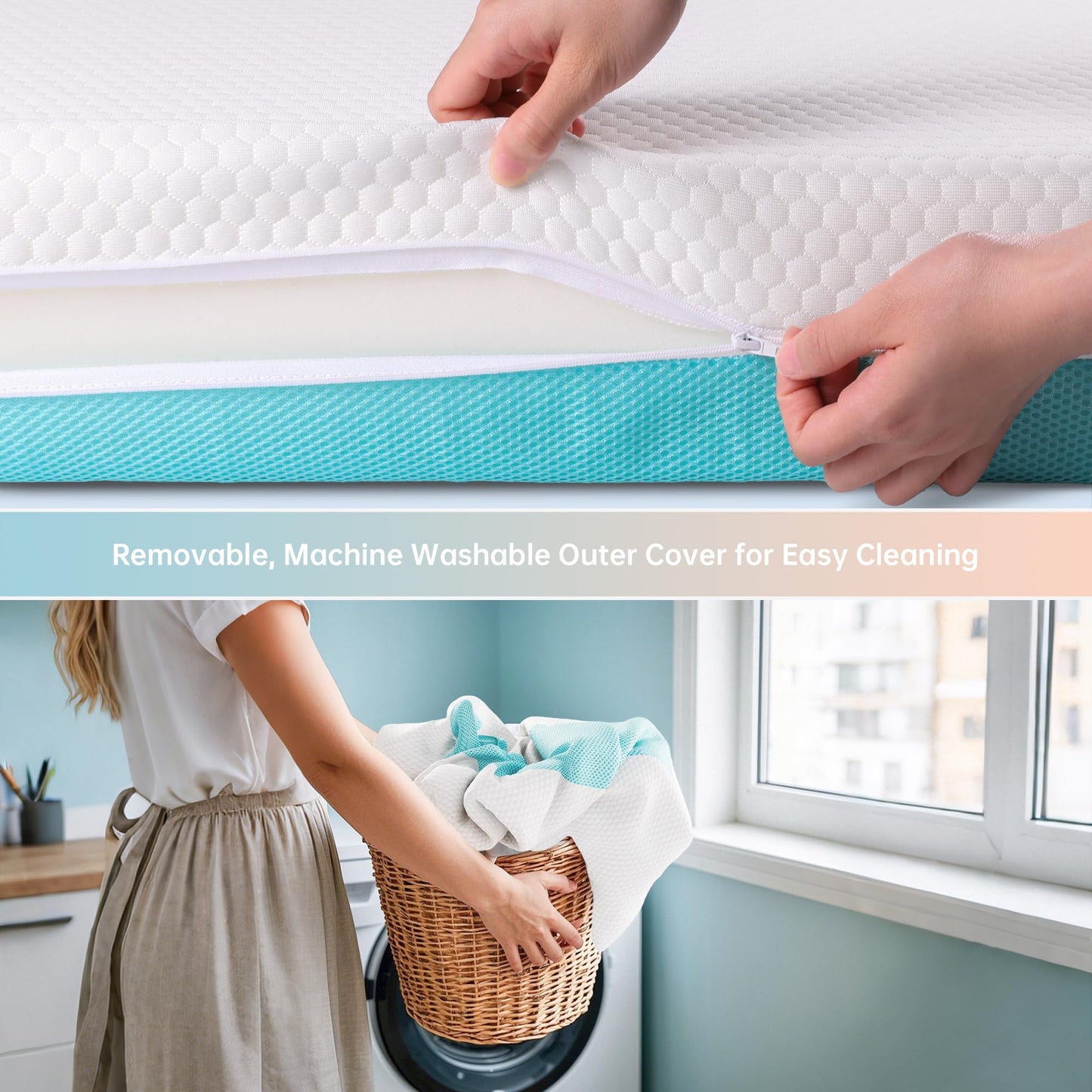 TeQsli Crib Mattress, Memory Foam Toddler Mattress with Breathable Washable Cover, Standard Size Baby Mattresses for Crib: 52 x 27.6 x 4.5 Inch