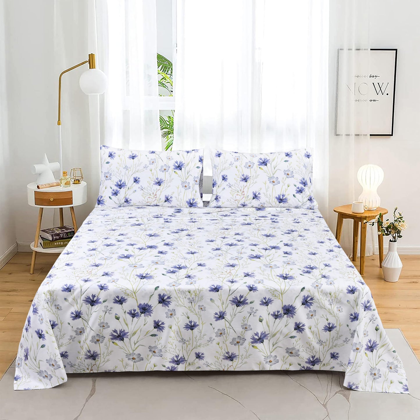 Sleepdown Cotton Bed Sheet Set - Lavender, King