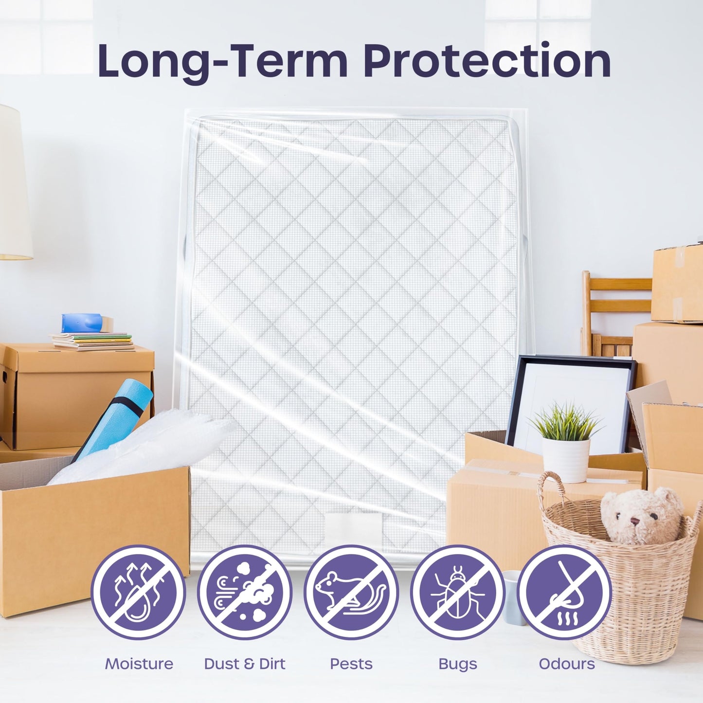 Queen Size Mattress Bags for Moving and Storage - Heavy Duty, Reusable and Waterproof Queen Mattress Bag- Protect Beds from Stains, Dust, and Pest Damage