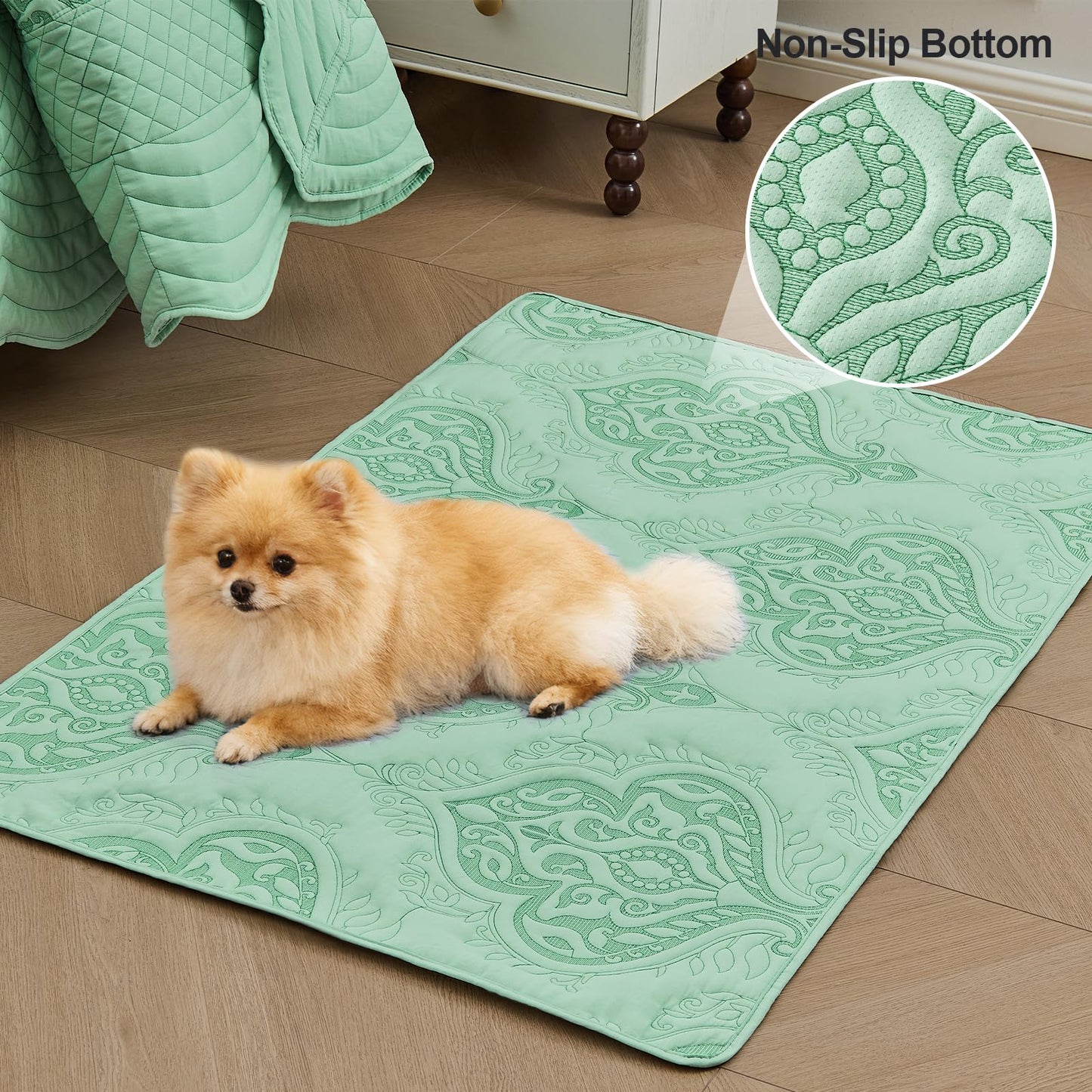 DaisyHuang Oversized Bedspread Coverlet Set Queen Size - Lightweight Bedding Cover - Beautiful Stitching - 4 Piece Reversible Bedspread, Mint Green