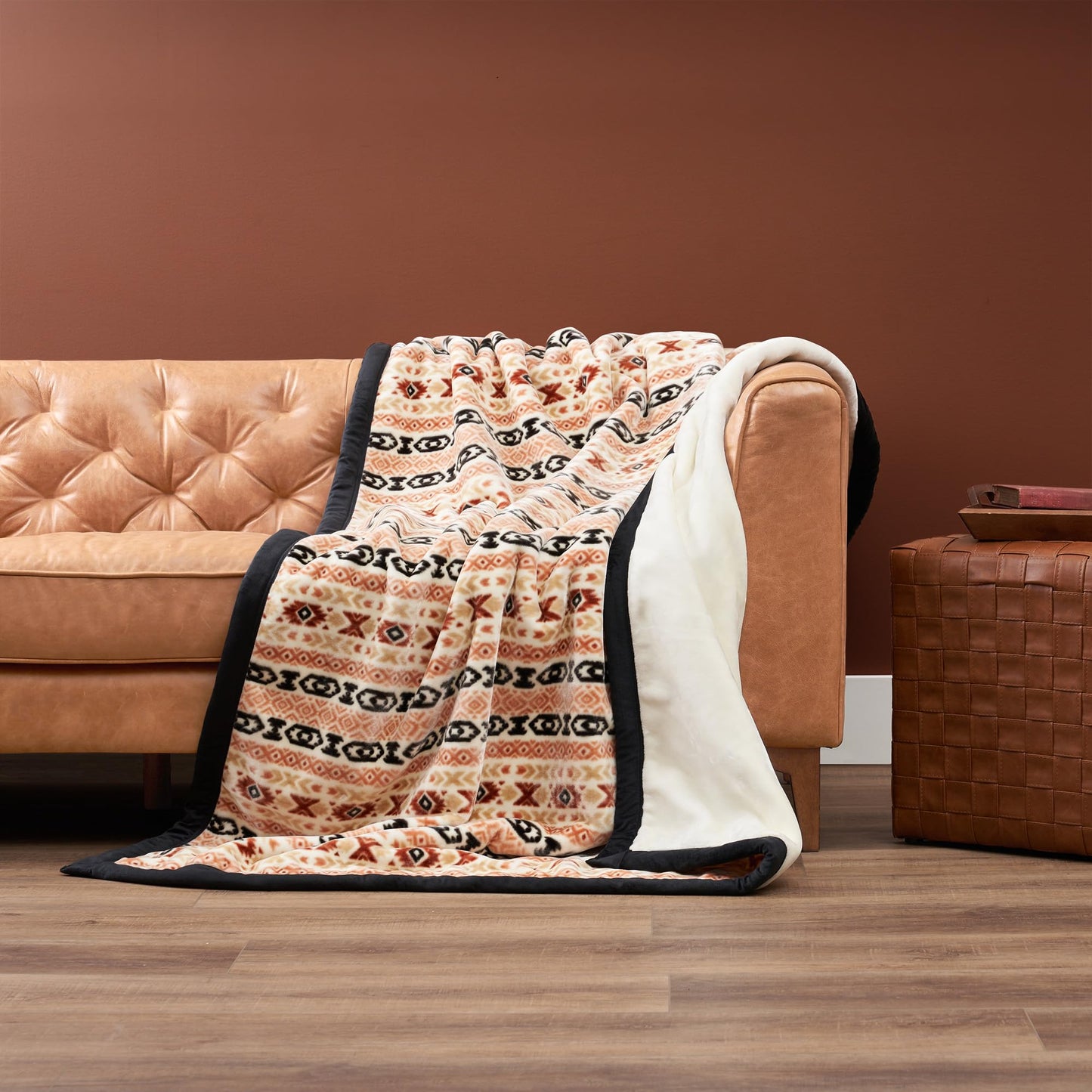 Northwest Ashford Home Cozy Ultimate Plush Throw Blanket, Chimayo Stripe King Size 108 x 90 inches