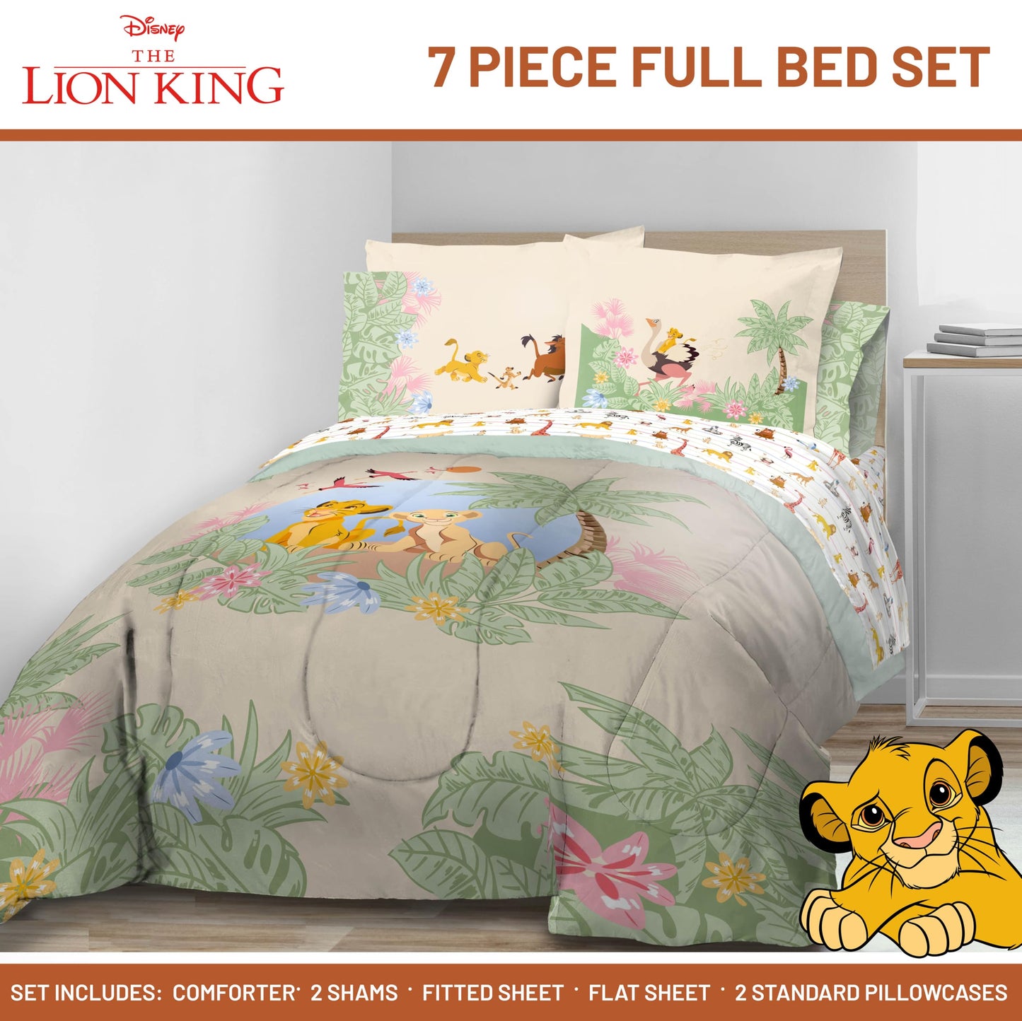 Jay Franco Kids Bed Set, Multi, Lion King, 7 Piece Full
