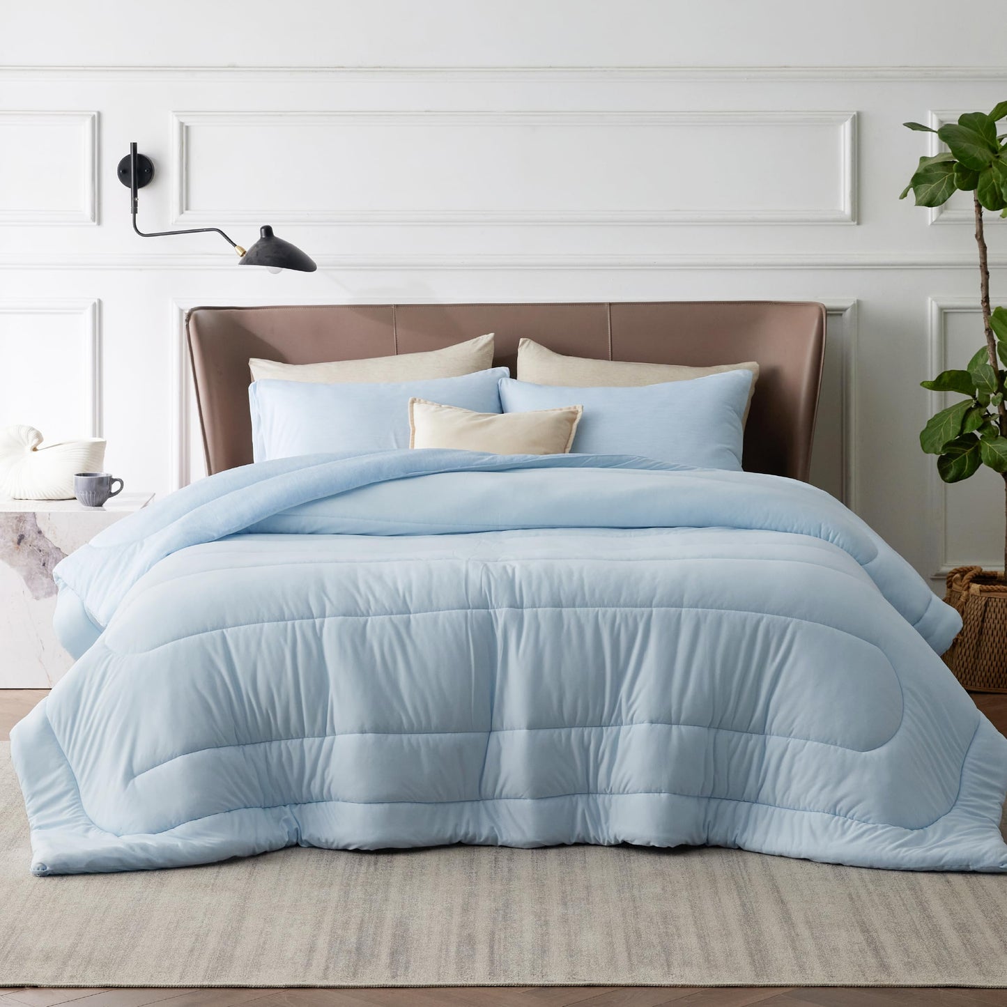 Bedsure Queen Comforter Set - Cooling and Warm Bed Set, ICY Blue Reversible Bedding for All Season, 3 Pieces, 1 Queen Size Comforter (88"x88") and 2 Pillow Cases(20"x26")