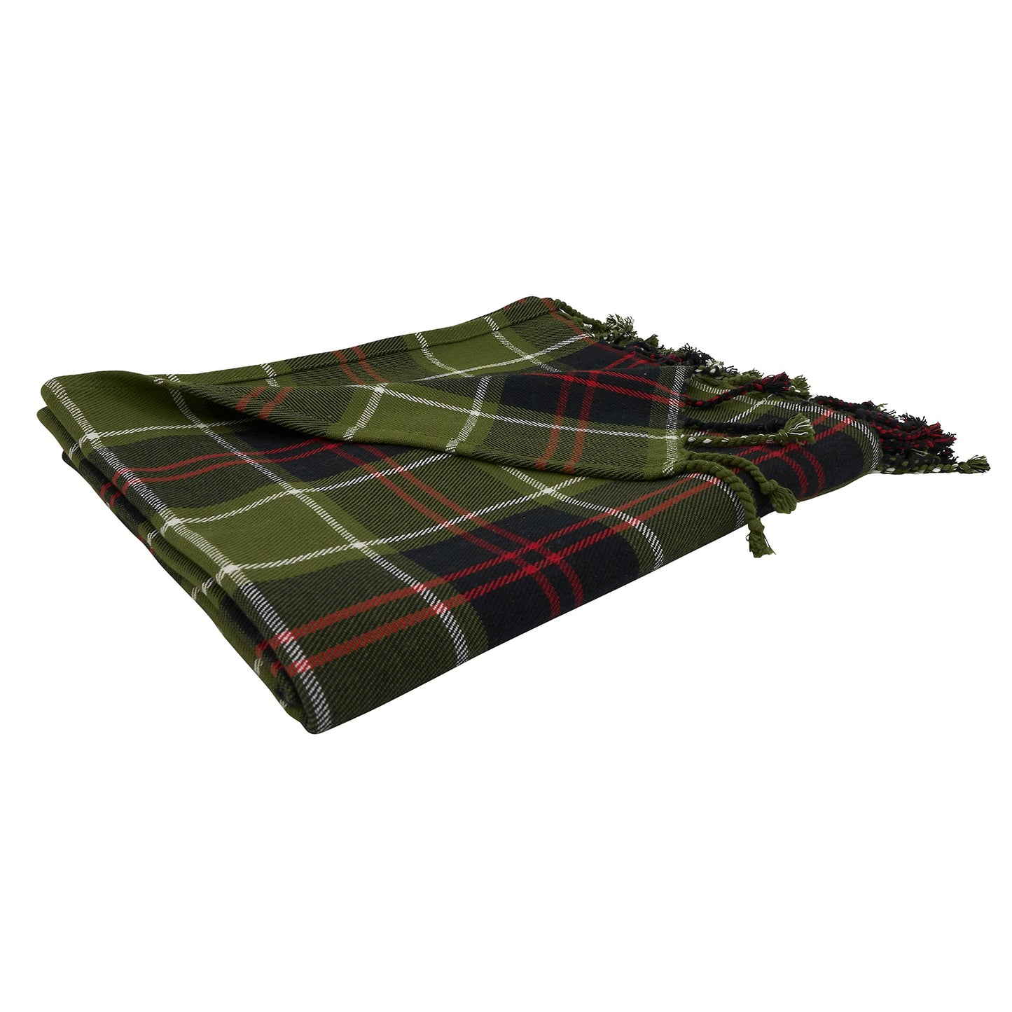 SARO LIFESTYLE Plaid Cotton Throw