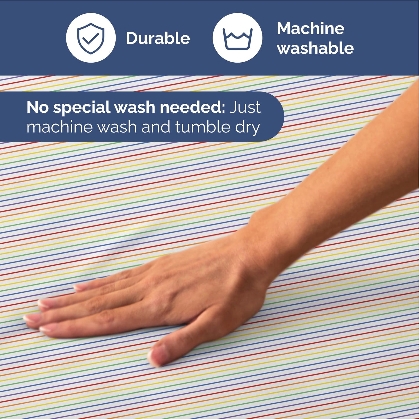 Rainbow Striped Sheet Set - Colorful Striped Bed Set - 1 Flat & 1 Fitted Sheet & 2 Pillowcases w/ Deep Pockets - Wrinkle & Fade Resistant - Soft, Breathable and Cooling - Rainbow Bedding - Queen Size