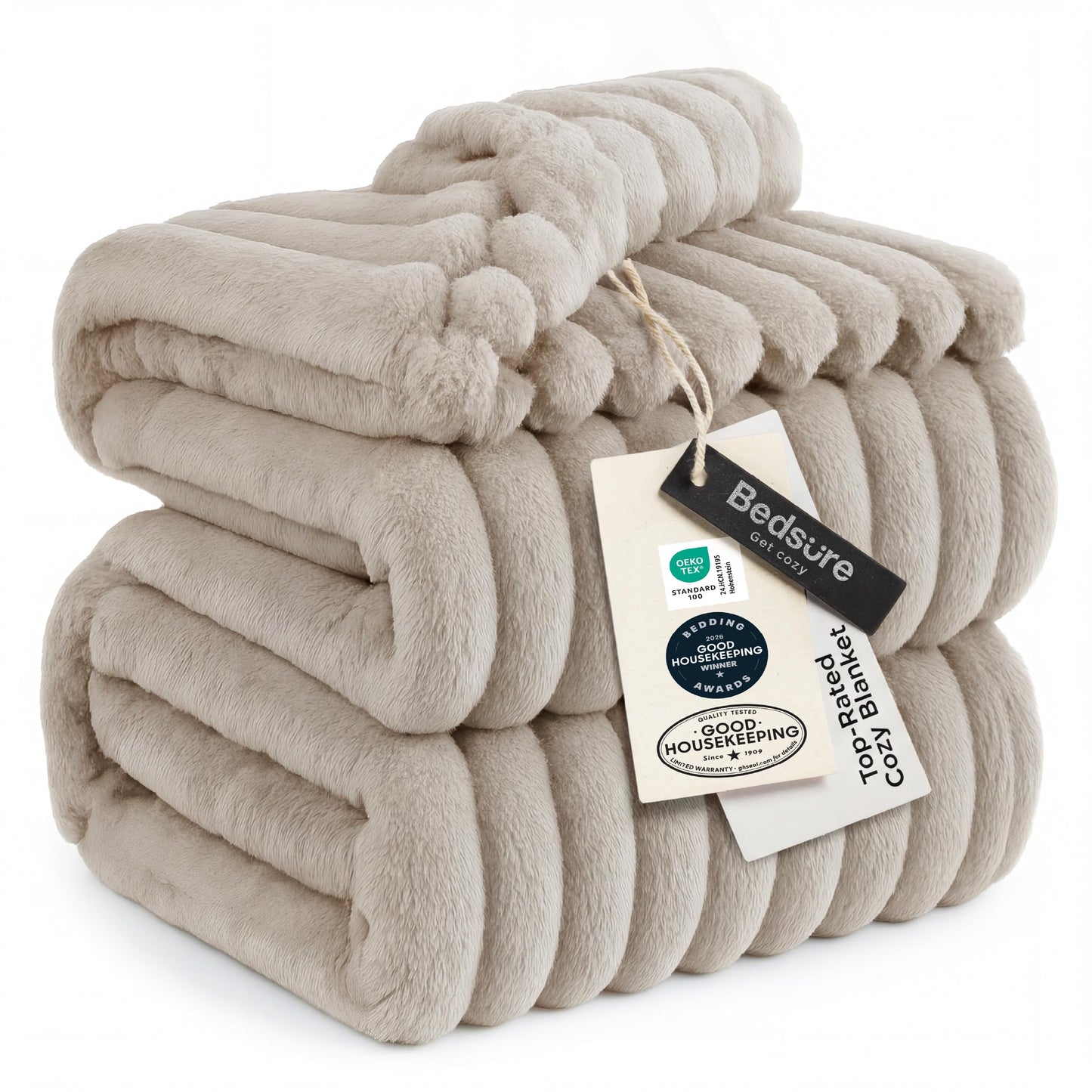Bedsure GentleSoft King Size Blanket for Bed - Cozy Soft Blankets for Women, Cute Large Fleece Throws for Girls, Beige, 108x90 Inches