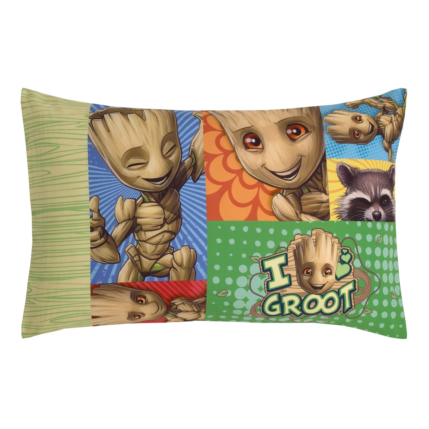 NoJo Marvel Guardians of The Galaxy I Am Groot Green and Blue 4 Piece Toddler Bed Set - Comforter, Fitted Bottom Sheet, Flat Top Sheet, and Reversible Pillowcase