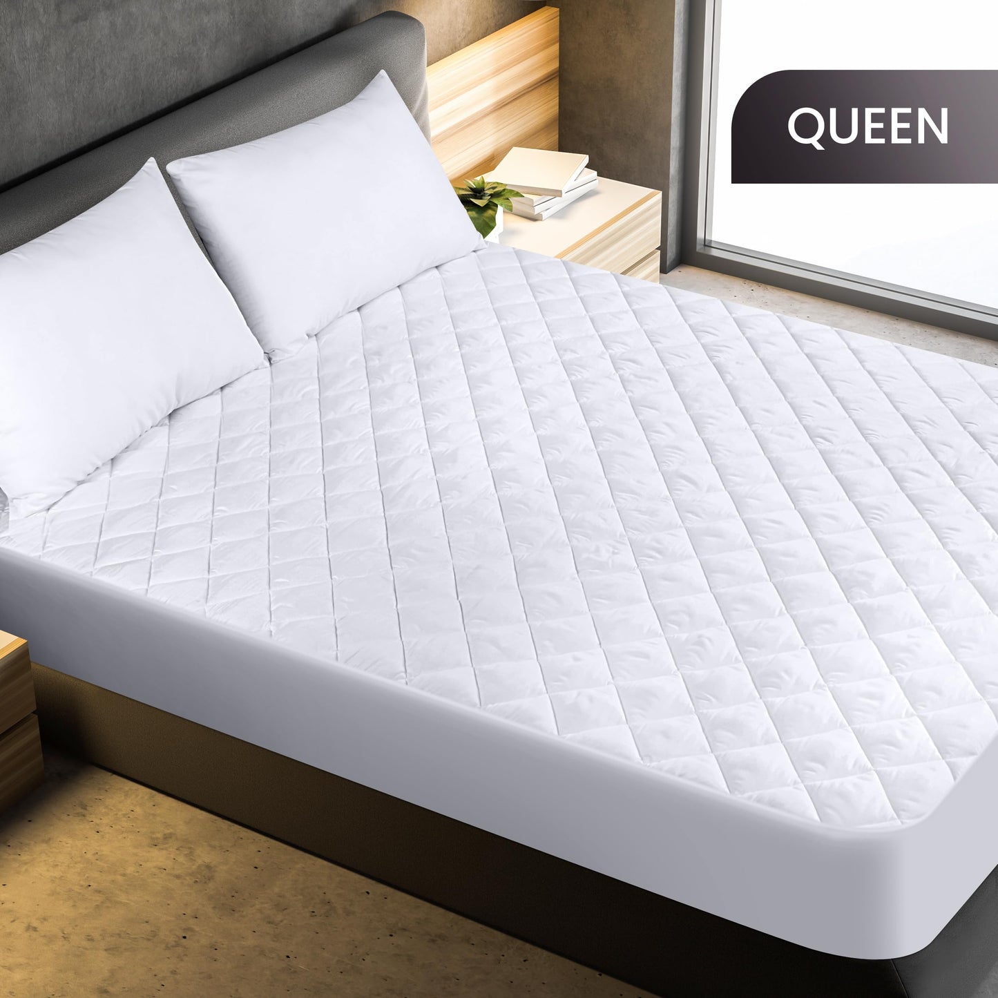 Quilted Fitted Mattress Pad, Queen Mattress Protector Topper with Deep Pocket Stretches up to 16 Inches, Machine Washable Mattress Cover by Utopia Bedding (White)