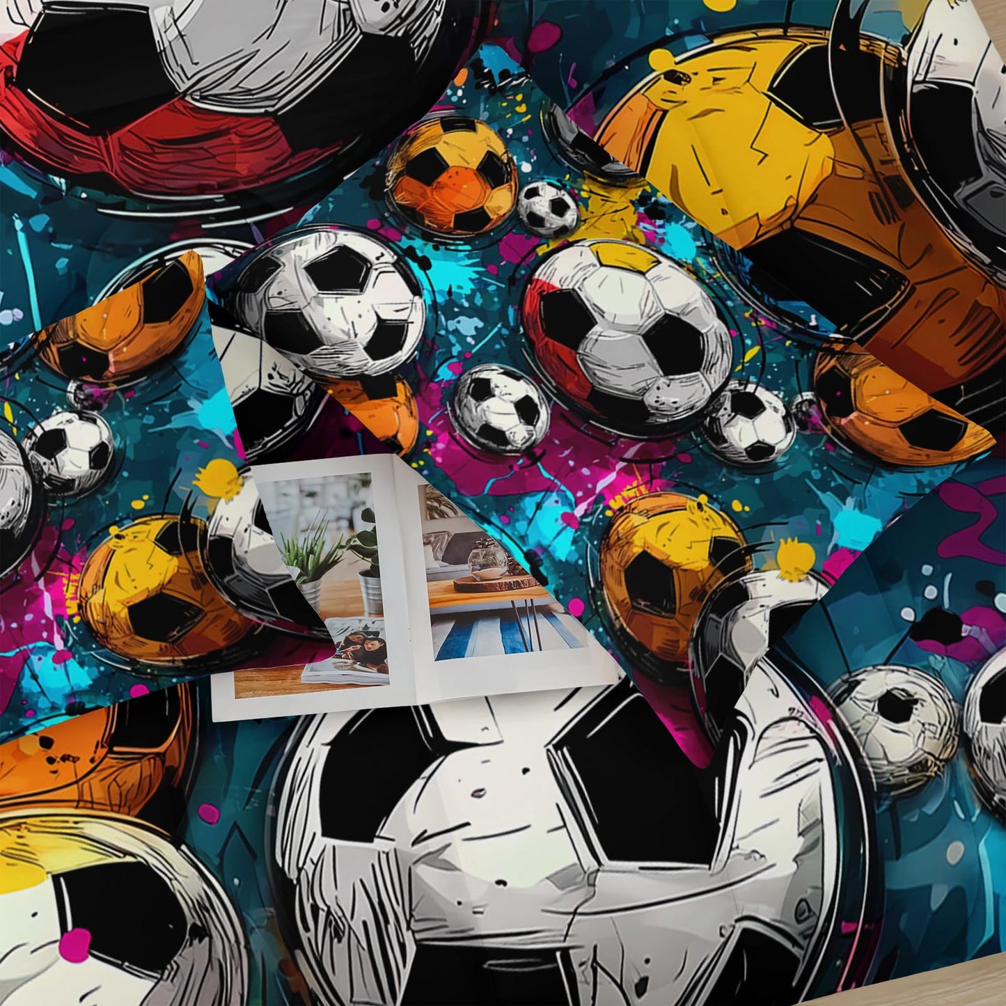 lneffble Soccer Comforter Twin Size,Sport Kids Comforter Set,3Pcs Bedding Set Printed Comforter with 2 Pillowcases,Down Alternative,Soft and Lightweight,for All Seasons