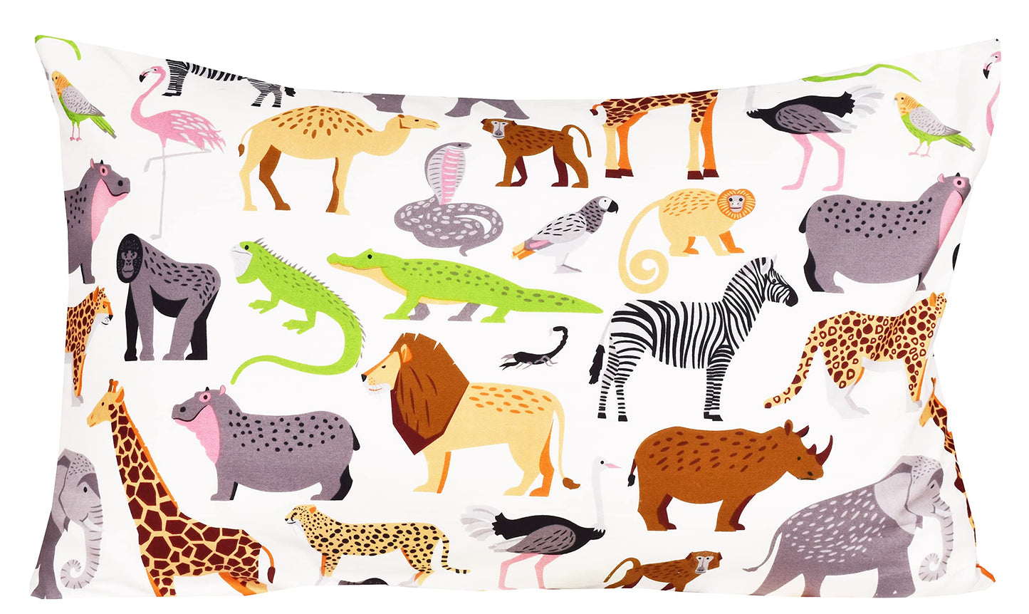 J-pinno Jungle Animals Leopard Ostrich Crocodile Snake Twin Sheet Set Kids Boys Bedroom Decoration Gift, 100% Cotton, Flat Sheet + Fitted Sheet + Pillowcase Bedding Set (15, Twin)