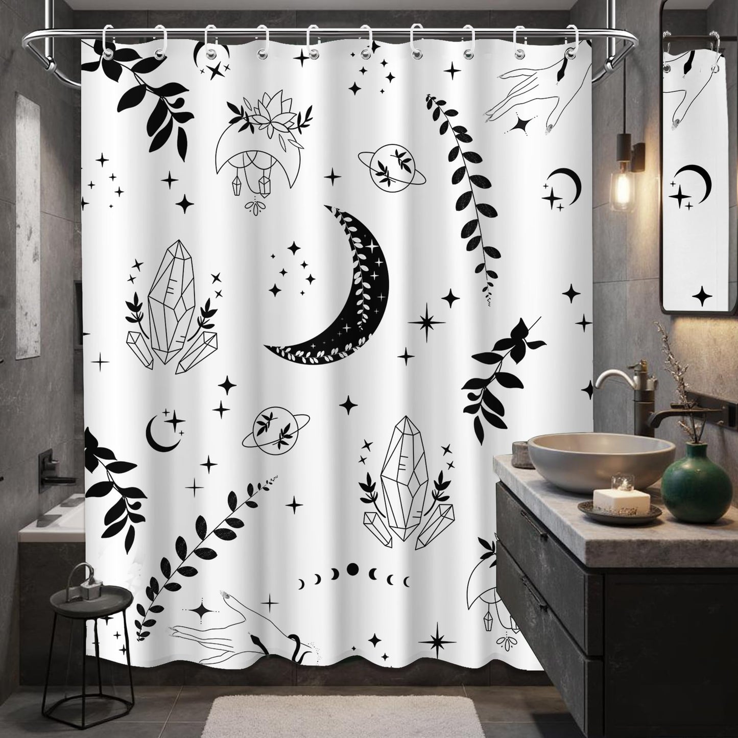 Keeuy Shower Curtain Black and White Modern Minimalist 70 x 72 Inch