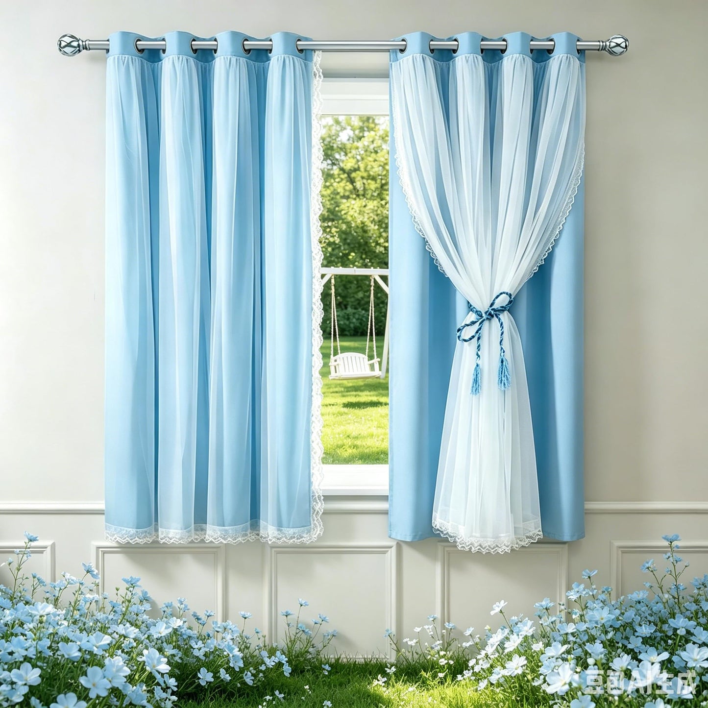 SOFJAGETQ Blue Blackout Curtains 54 Inch Long, Double Layered Blue Curtains for Kids/Girls Boys Bedroom, Nursery Living Room, 52 x 54 inch, 2 PCs