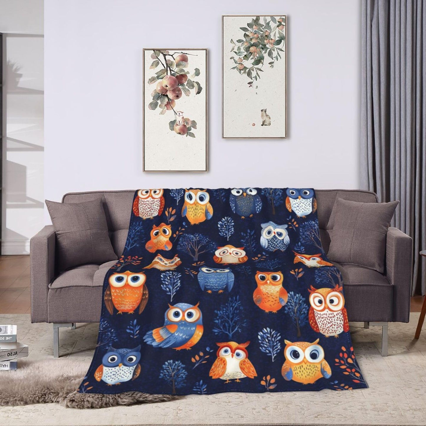 Cute owl Blanket owl Decor Cozy Animal Throw Super Soft Plush Flannel Fleece Blanket Gift for Kids Adults Men Women Ultra Warm & Lightweight Flannel, 50"X40"