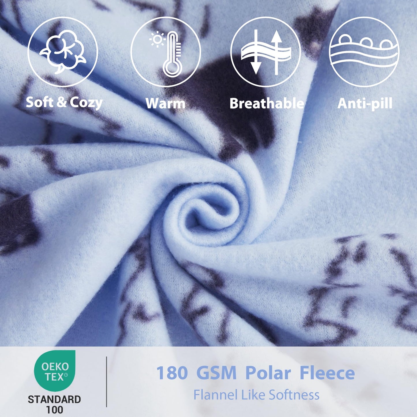 Softan Fleece Sheets Full Size, Flannel Like Soft, Velvet Polar Microfleece Sheets for Winter, Blue Bear