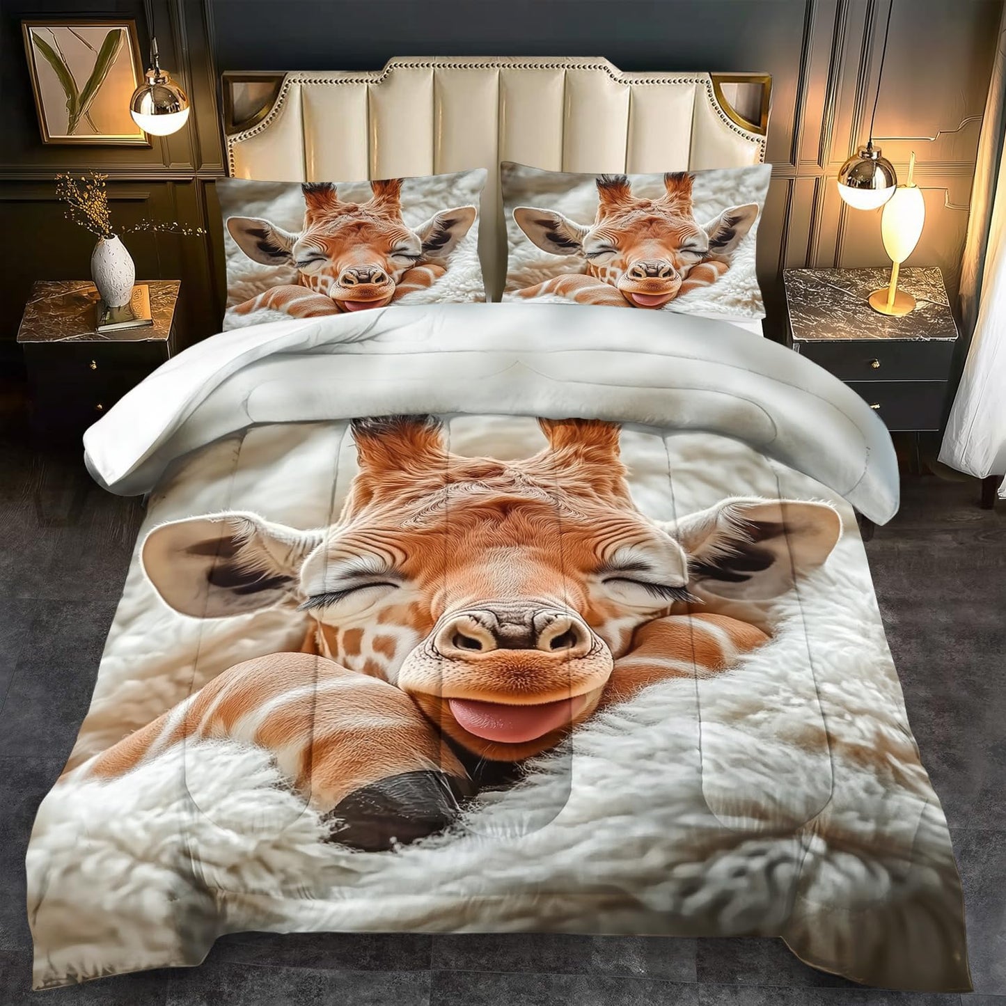 llyxsesty Cute Giraffe Comforter Set Twin Girls Animal Deer Bedding Set for Boys Africa Comforter Twin Quilt Africa Bedroom Decor Cute Animal Bedding Giraffe Home Decor Bedroom