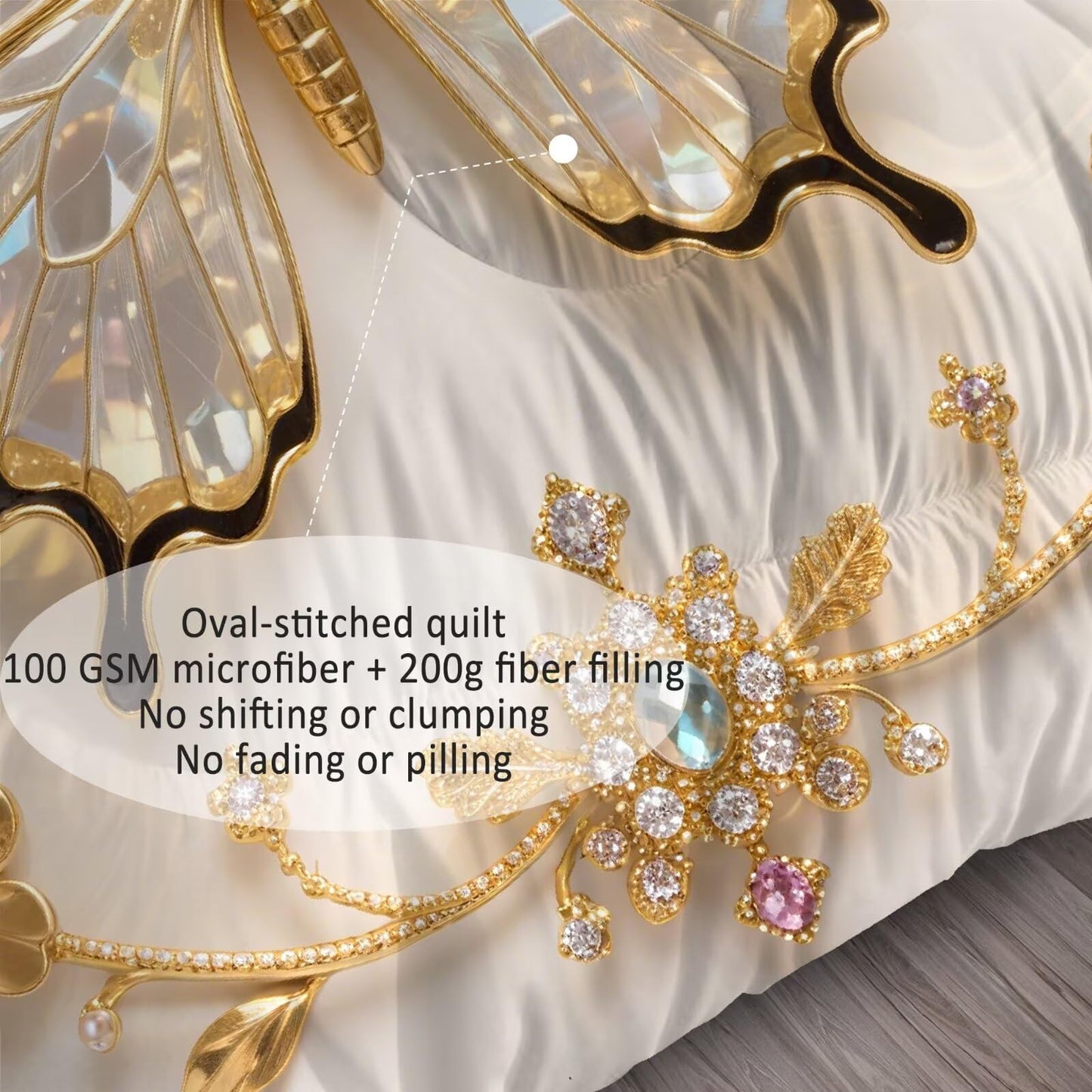 DJNEAR Butterfly Comforter Set Twin Size Black and Gold Bedding Sets for Girls Kids Teen Women Bedroom Diamond Butterflies Printed Quilt Room Decor 1 Comforter 1 Pillowcase