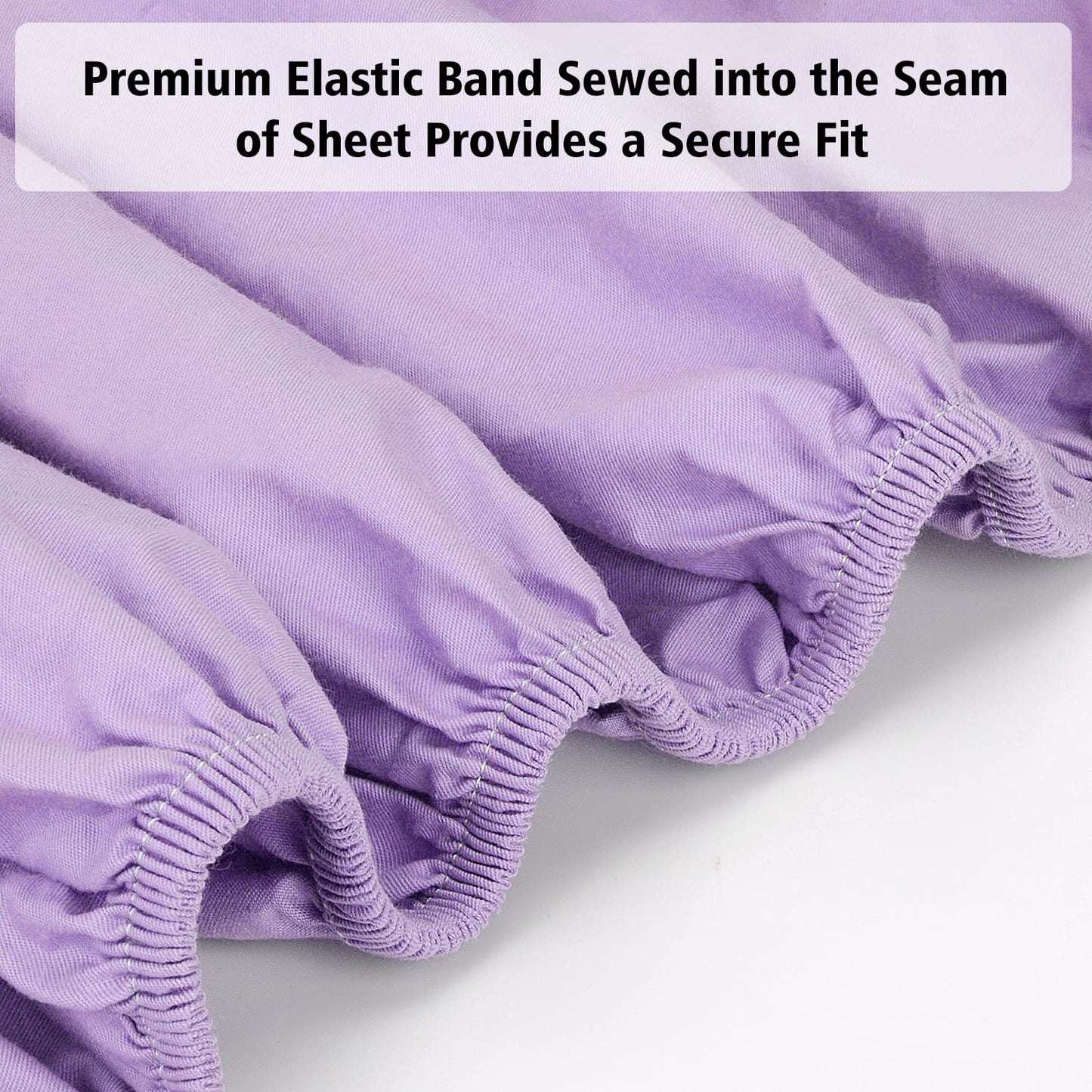 Lirex Cotton Queen Fitted Sheet Only, 300 Thread Count Soft Breathable, 8-10" Deep Pocket Sheet for Hotel Home, Light Purple