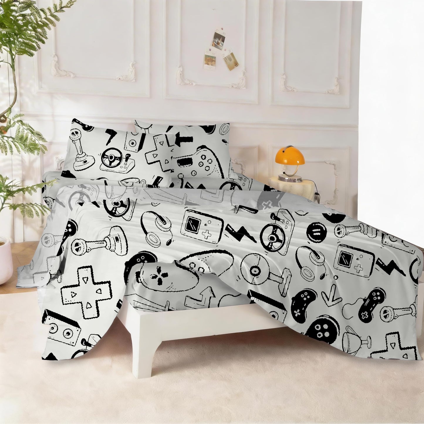 SDY 7 Piece Twin Gamer Bedding Set，Bed in a Bag with Soft Gamer Comforter Set and Gamer Bed Set for Boys Girls Kids
