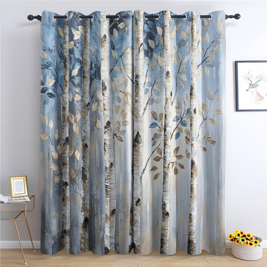 Efvrysm Birch Tree Curtains for Bedroom, Forest Branch Blackout Curtains 63 Inch Length 2 Panels Set, Scenery Window Curtains for Living Room Home Decor, Patterned Grommet Drapes