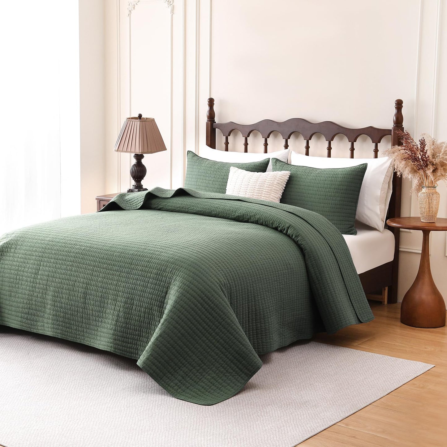 FDDX 100% Cotton Quilt Set Oversized King Size, 3-Piece Matelasse Bedspread Coverlet Set, Cozy Lightweight Quilted Bedding Set Comforter with 2 Shams in Geometric Pattern for All Season
