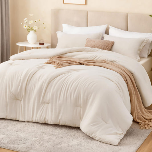 Love's cabin Beige Twin/Twin XL Comforter Set, 2-Piece Prewashed Bed Set with 1 Comforter (66 x 90 in) & 1 Pillowcase, Lightweight & Breathable for All Seasons