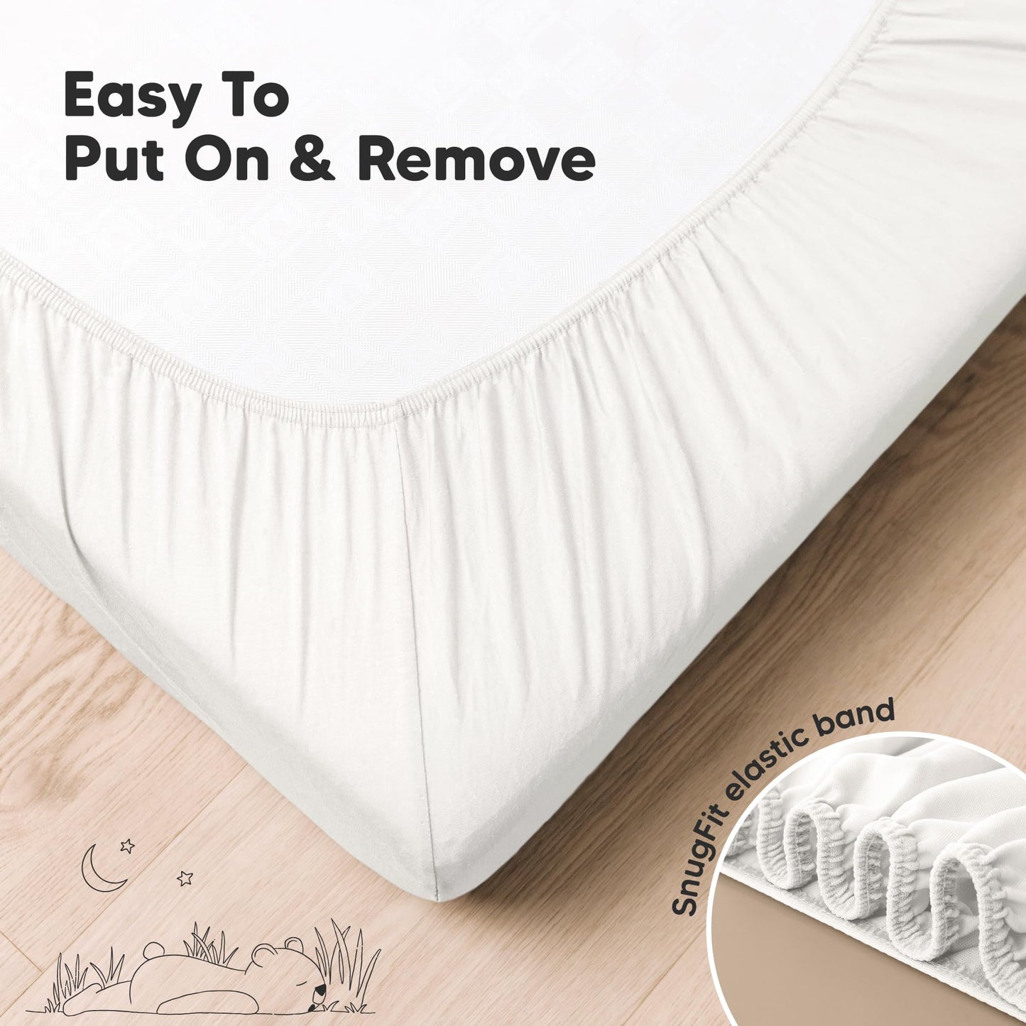 KeaBabies 2-Pack Organic Cotton Crib Sheets for Boys, Girls - 52x28 Fitted Crib Mattress Sheet Neutral, Breathable Cover for Baby Bed Set, Toddler Mattress, Soft & Cute Prints (Soft White)