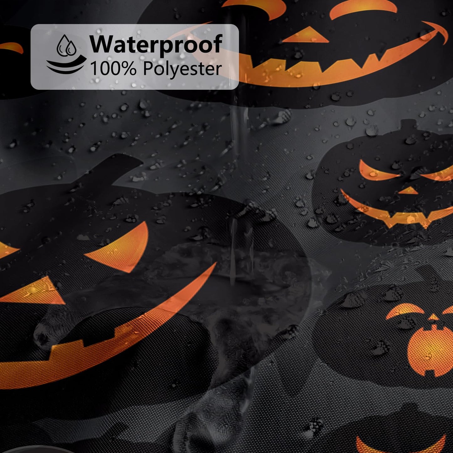 MEHOFOND Halloween Pumpkin Shower Curtain Evil Pumpkin Shower Curtain Black Fall Shower Curtains for Bathroom Decor Washable Durable Fabric Shower Curtains 72x72 inch
