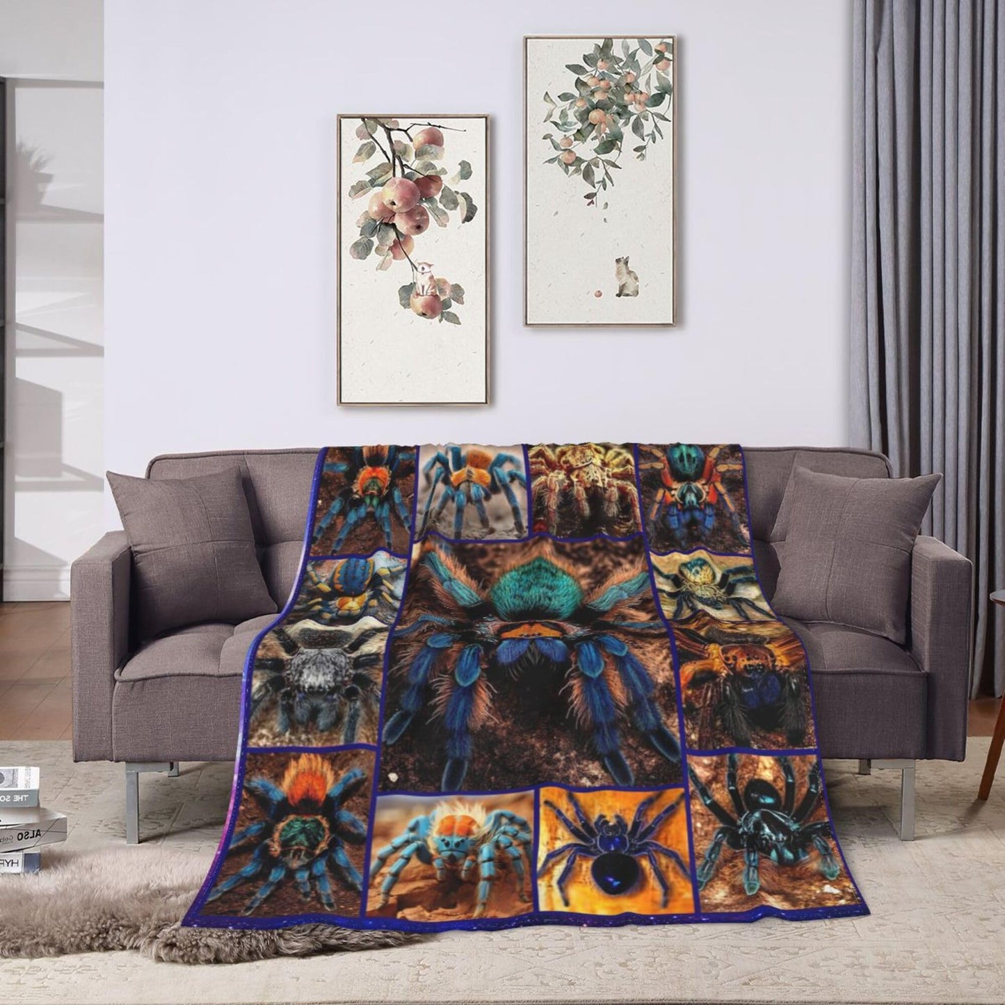 Spider Blanket Spider Decor Cozy Animal Throw Super Soft Plush Flannel Fleece Blanket Gift for Kids Adults Men Women Ultra Warm & Lightweight Flannel, 50"X40"