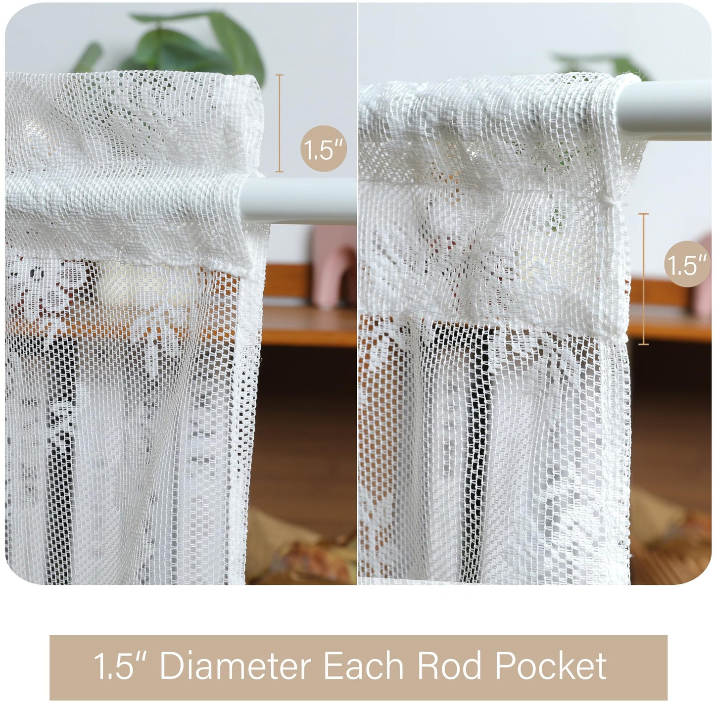Bentrilisa Lace French Door Curtains 72 Inches Long Floral Voile Curtains Semi Sheer White Window Patio Glass Front Door Panel Curtain with Tieback, Single Panel
