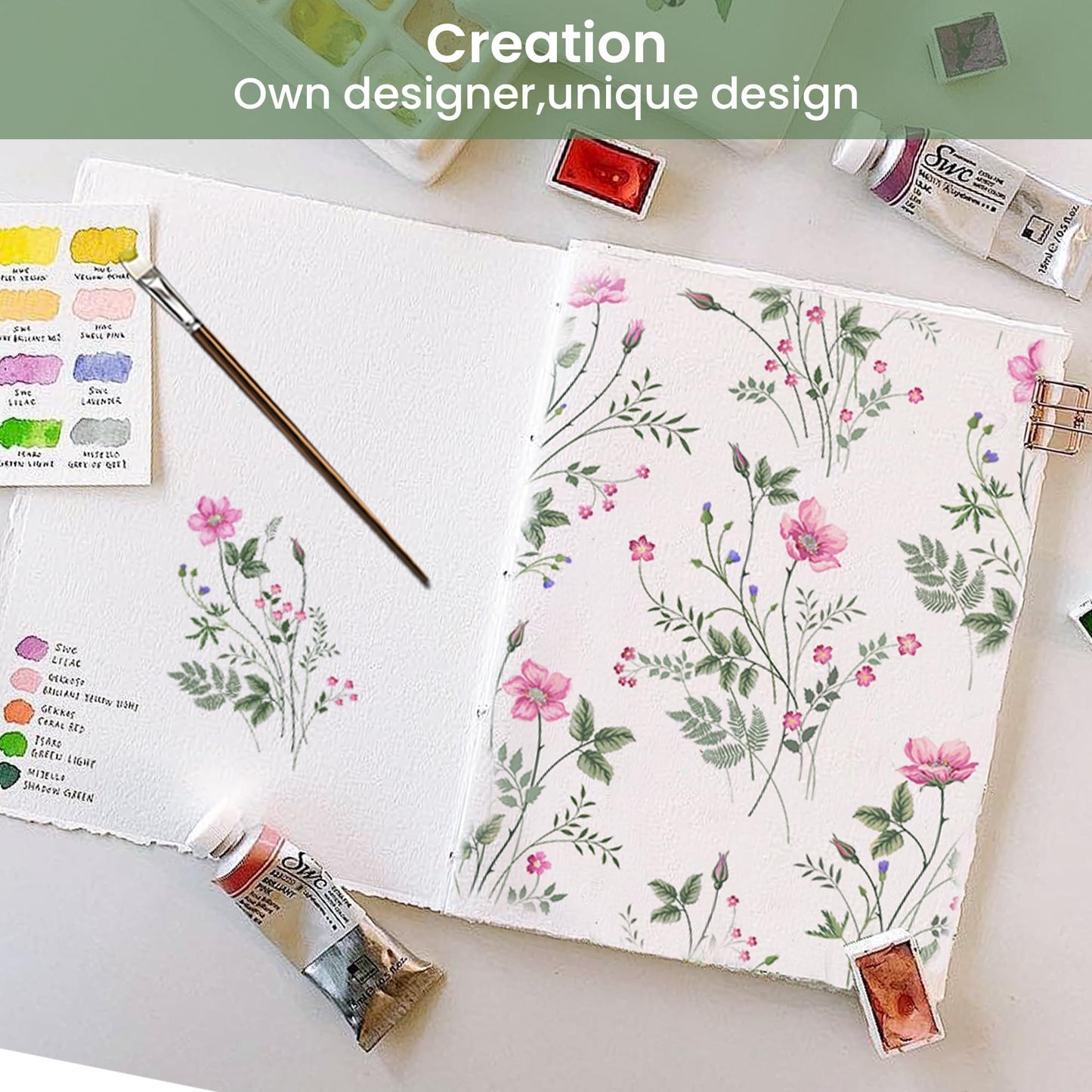 Softan Vintage Floral Full Bed Sheets, Cozy Microfiber Flower Printed Sheets with 15" Deep Pocket Fitted Sheet & Non-Slip Straps, Patterned Botanical Wildflower Sheets & Pillowcase Set