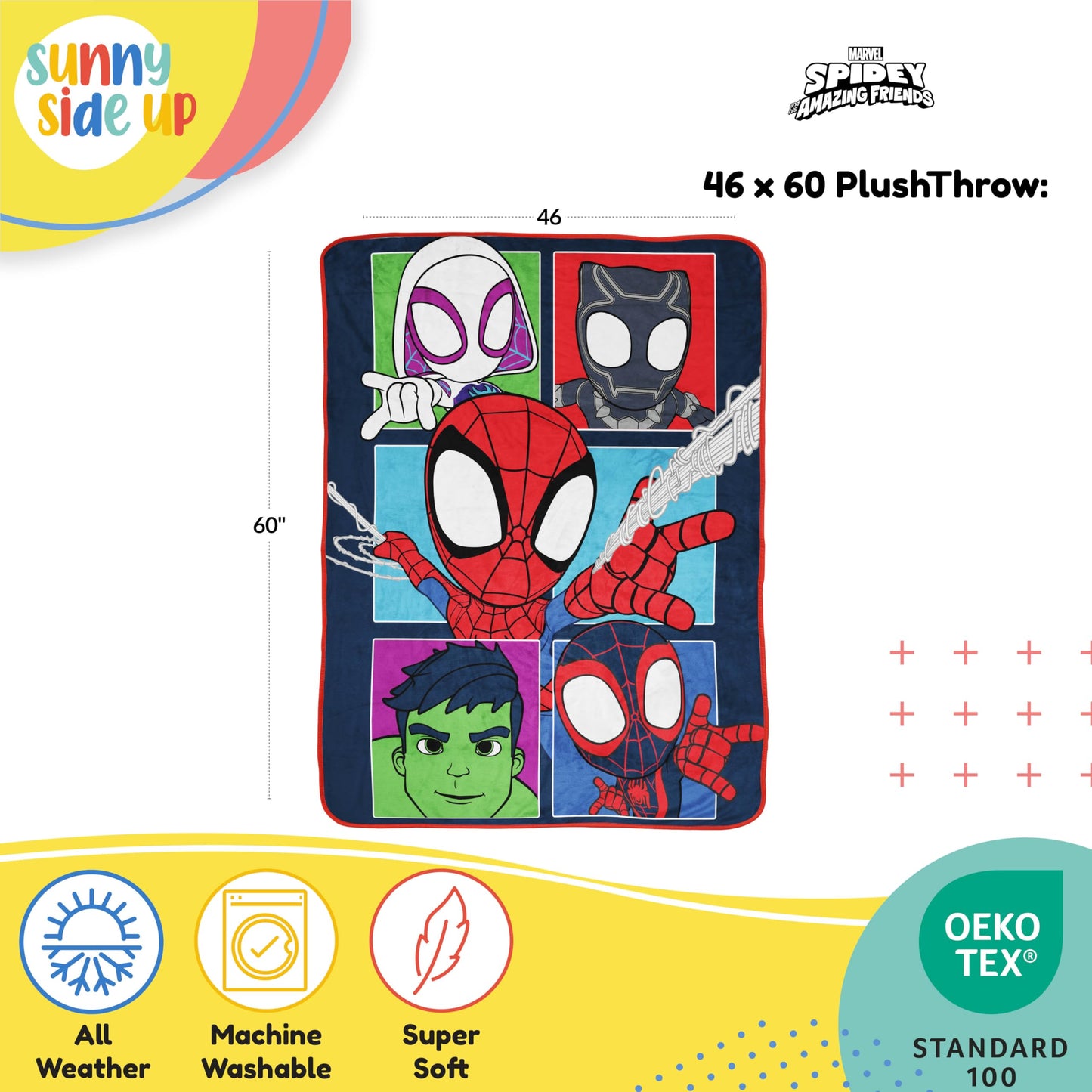 Marvel Spidey and His Amazing Friends Kids Fleece Blanket 46 x 60 Inches
