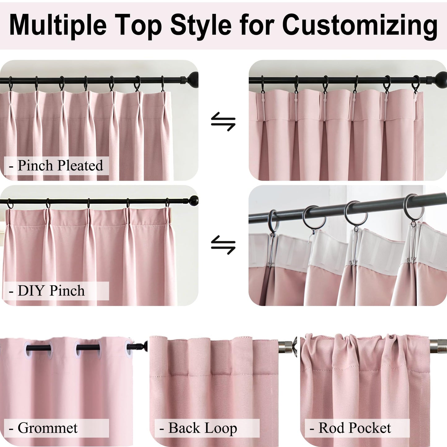 Ftinala Custom Double Layer Polyester Blackout Curtains, Grommet, Modern Light Blocking Curtains & Drapes for Bedroom
