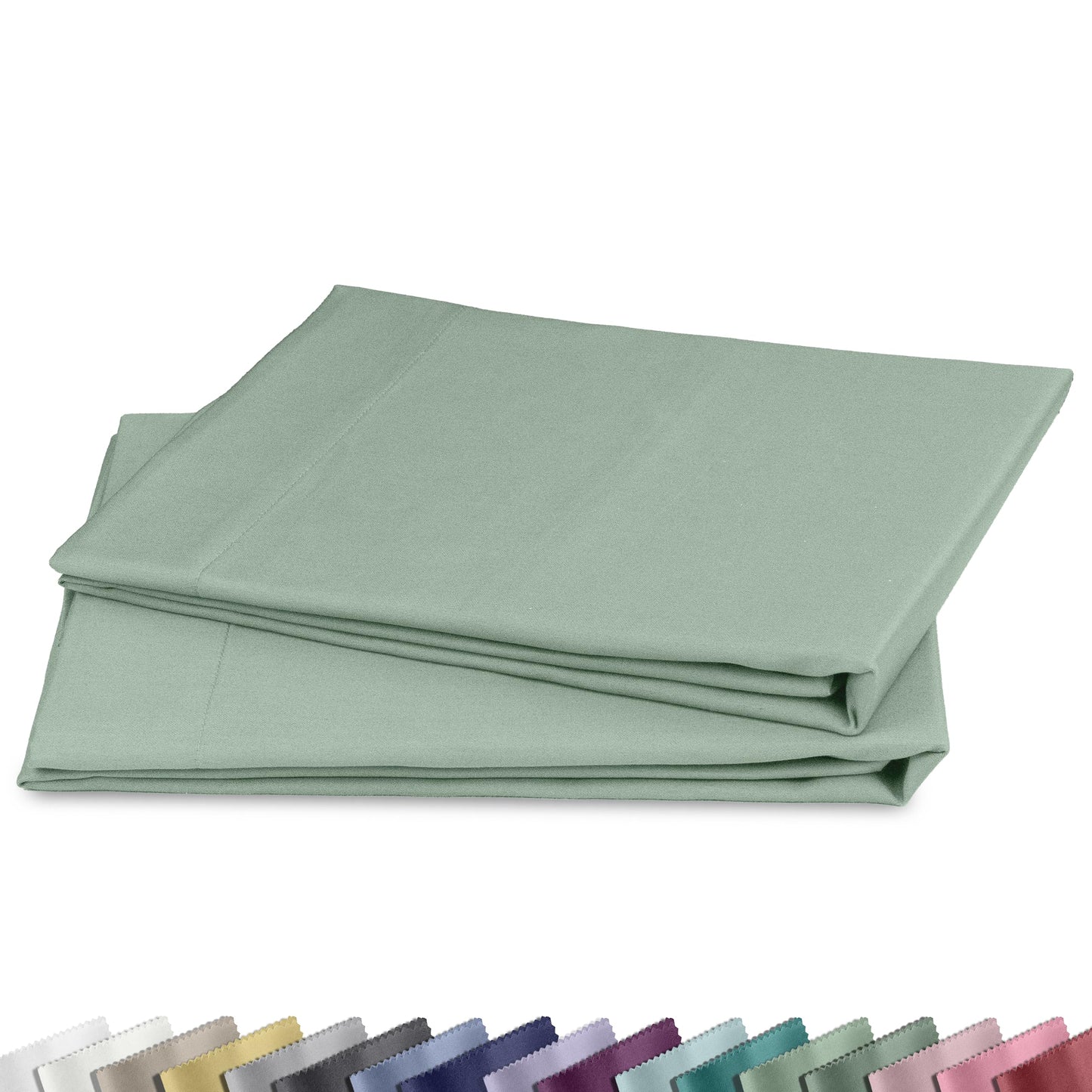 California Design Den Standard/Queen Pillow Cases Set of 2 - Natural 100% Cotton Pillow Cases Standard Size with Envelope Closure, Breathable Sateen, Gentle on Skin, Soft and Durable - Frosty Green